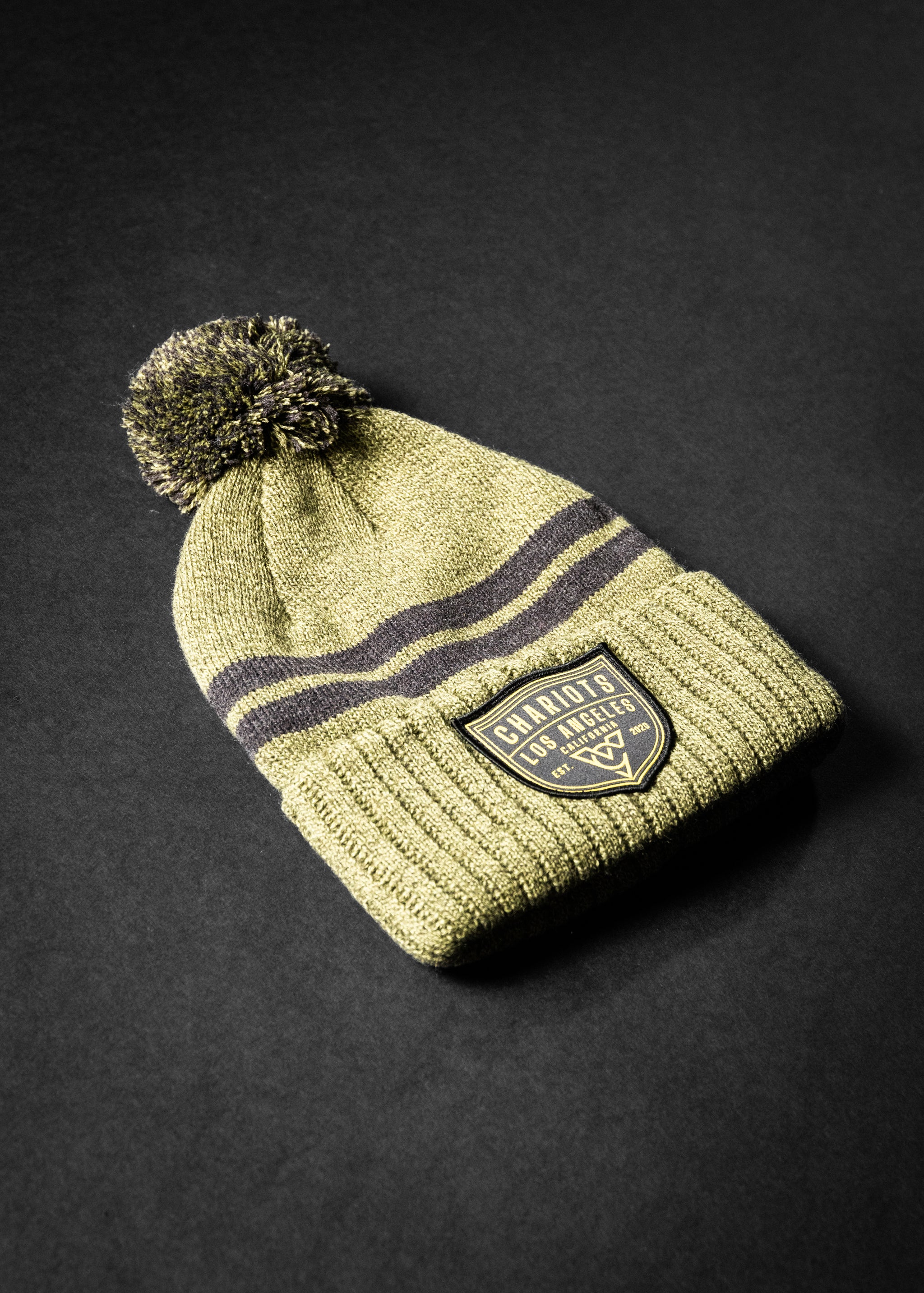 THE SHIELD SHORT POM BEANIE (Military Green)
