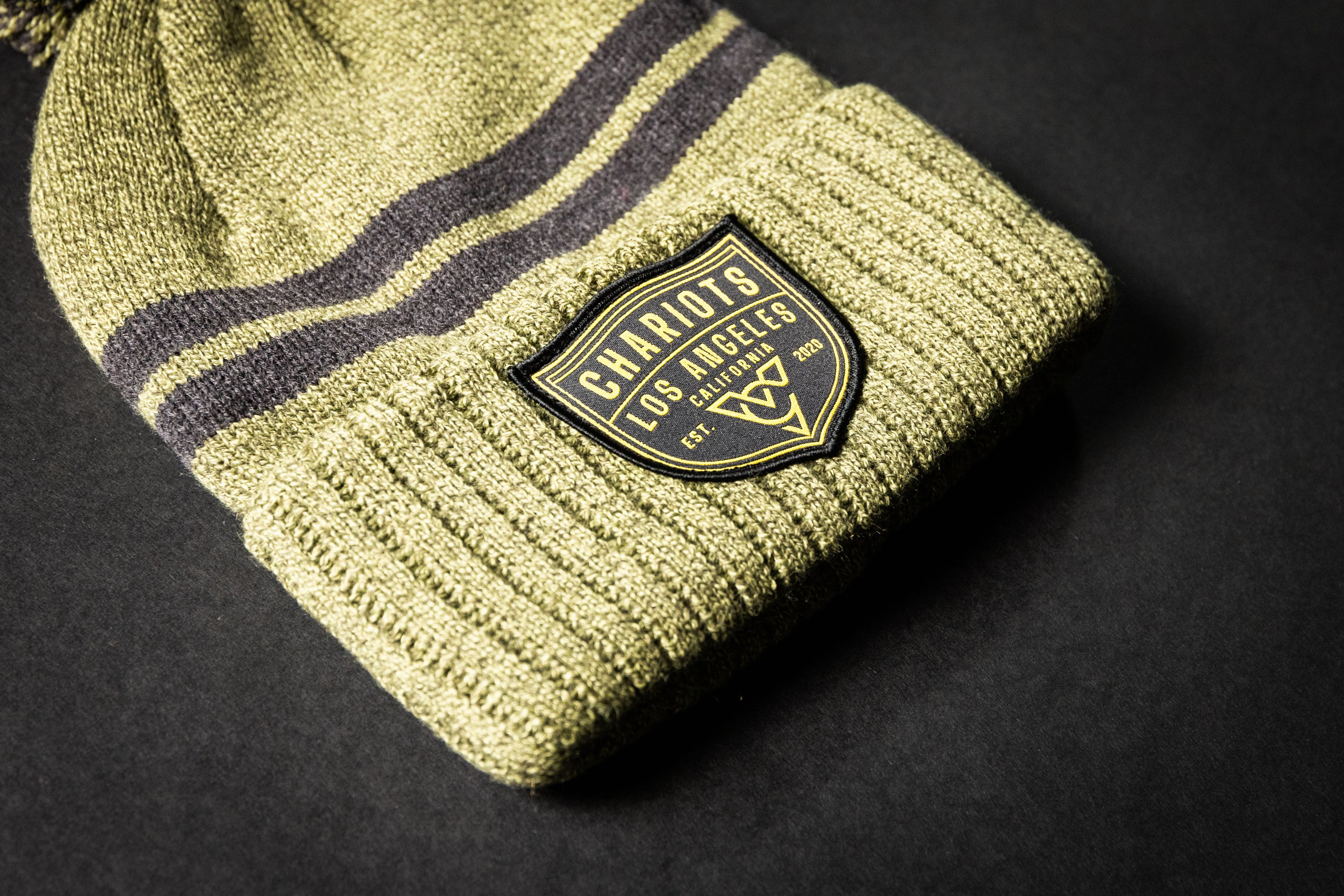 THE SHIELD SHORT POM BEANIE (Military Green)