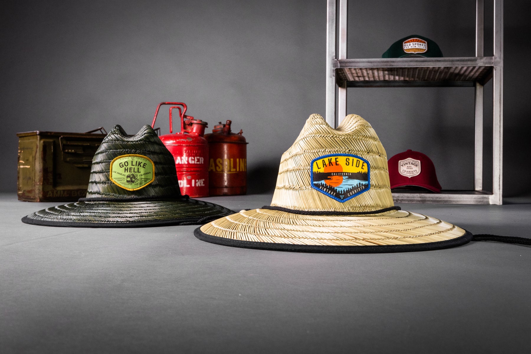 LAKESIDE STRAW HAT (Natural w/ American Flag under bill)