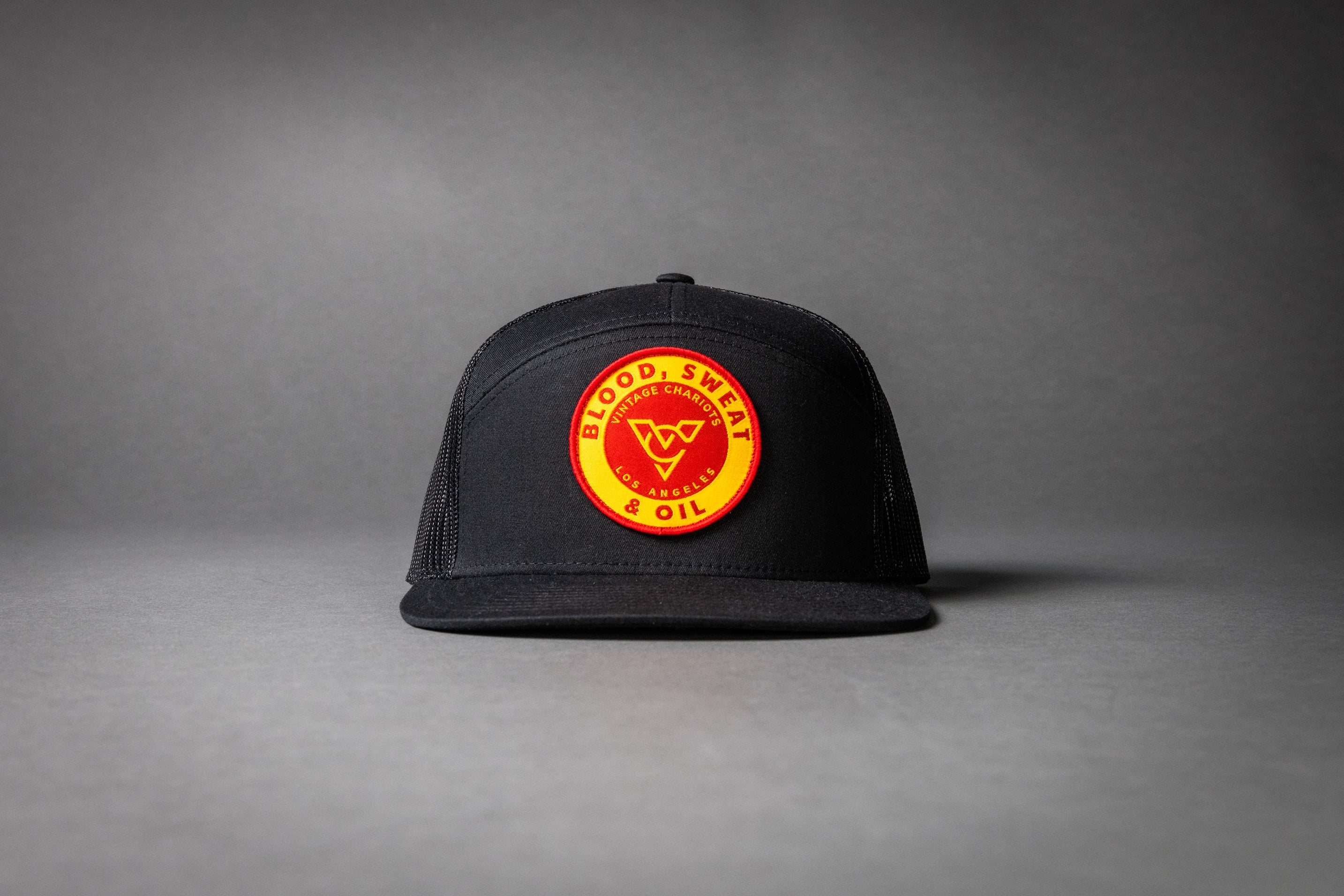 BLOOD SWEAT & OIL (Black/Black 7-Panel)