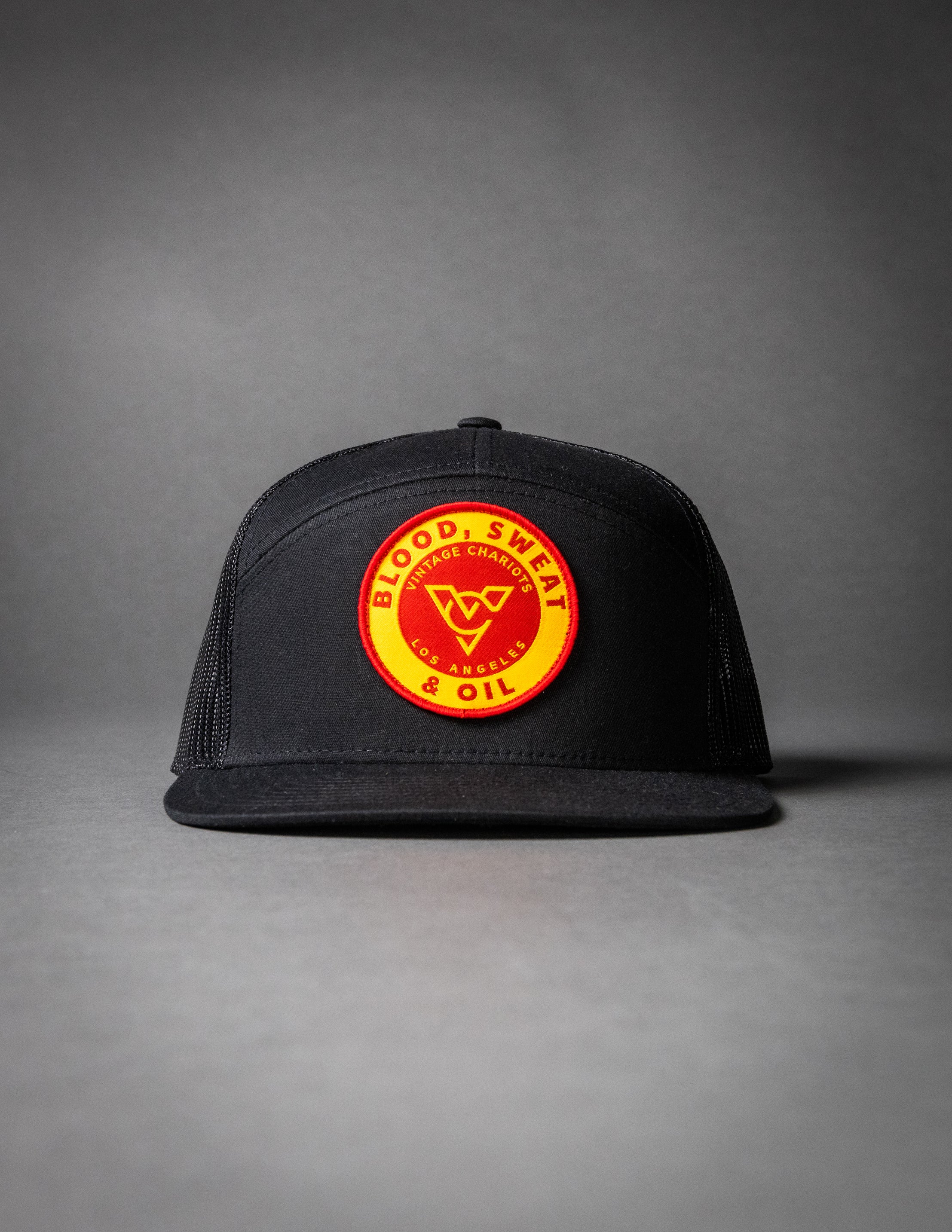 BLOOD SWEAT & OIL (Black/Black 7-Panel)