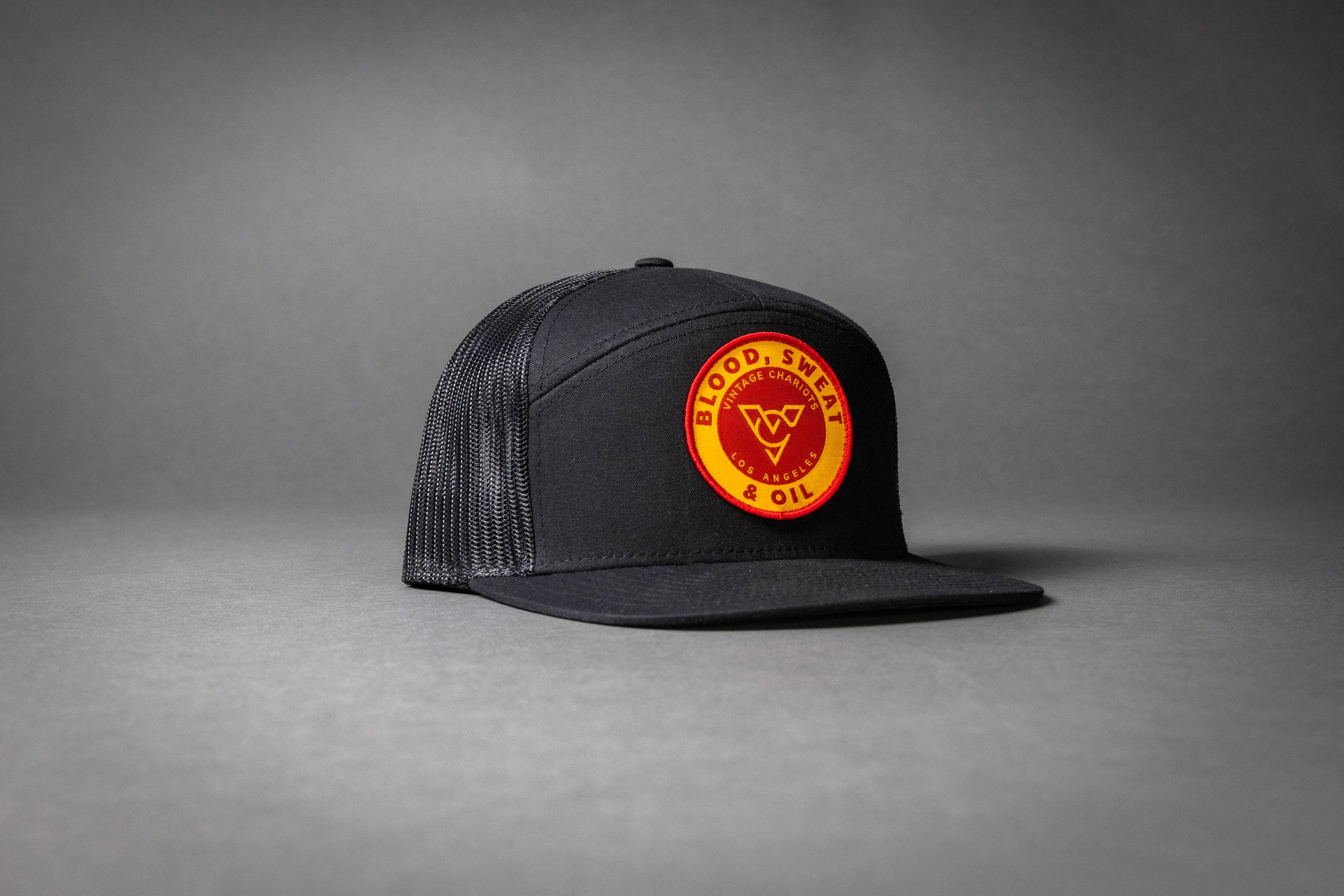 BLOOD SWEAT & OIL (Black/Black 7-Panel)