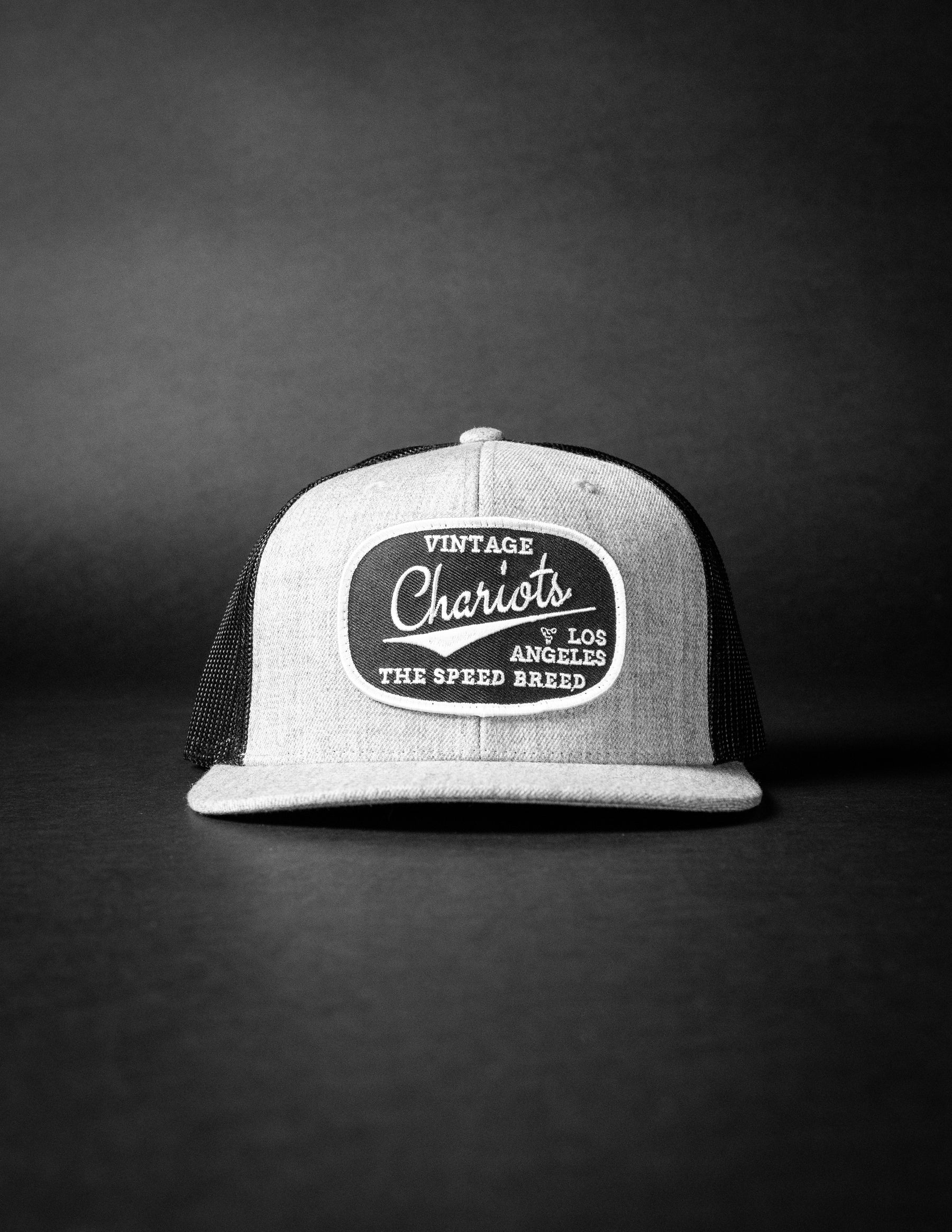 CHARIOTS (Heather Grey/Black Wool Flat Bill Trucker Hat)