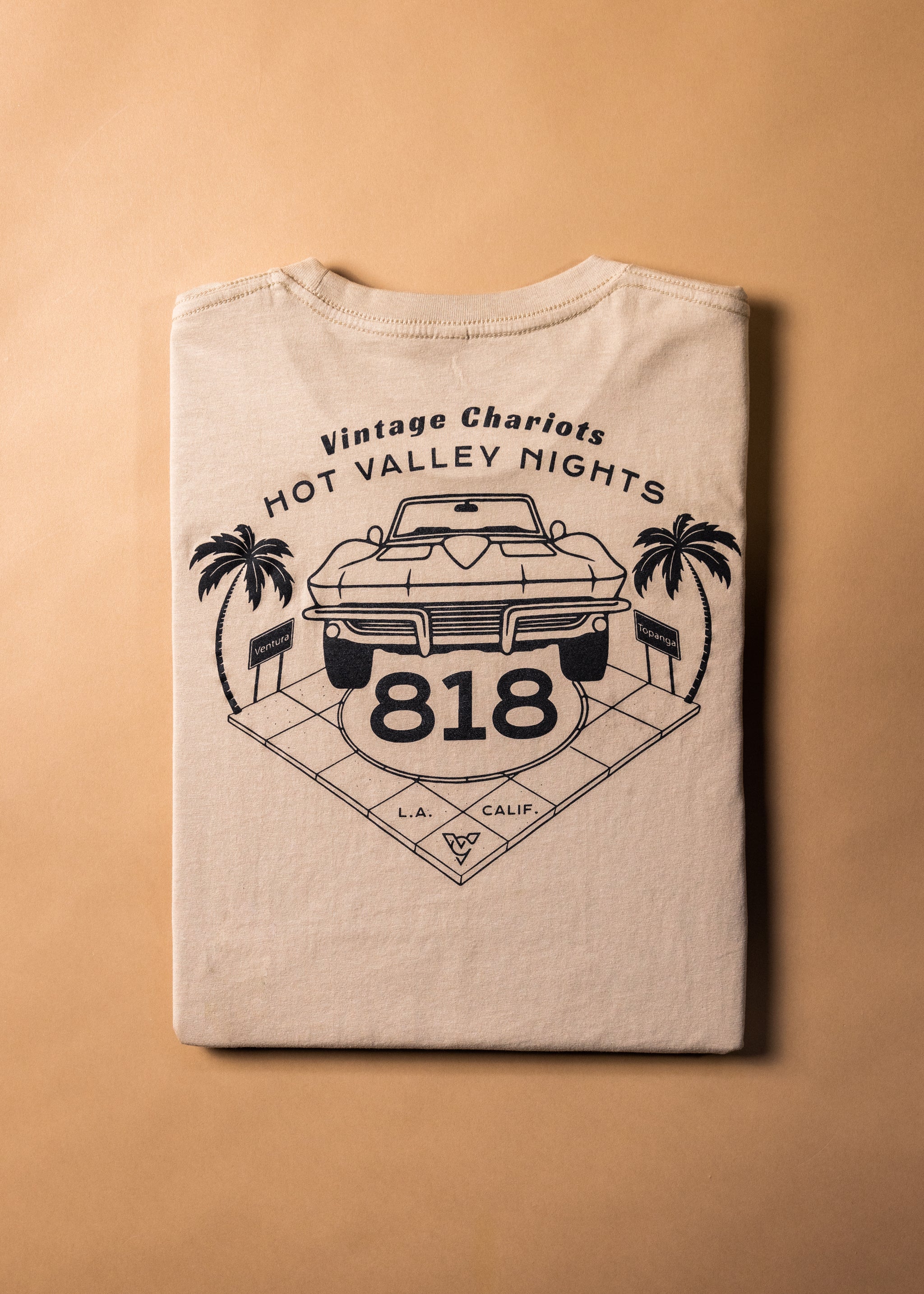 HOT VALLEY NIGHTS TOPANGA 818 TEE (Sand)