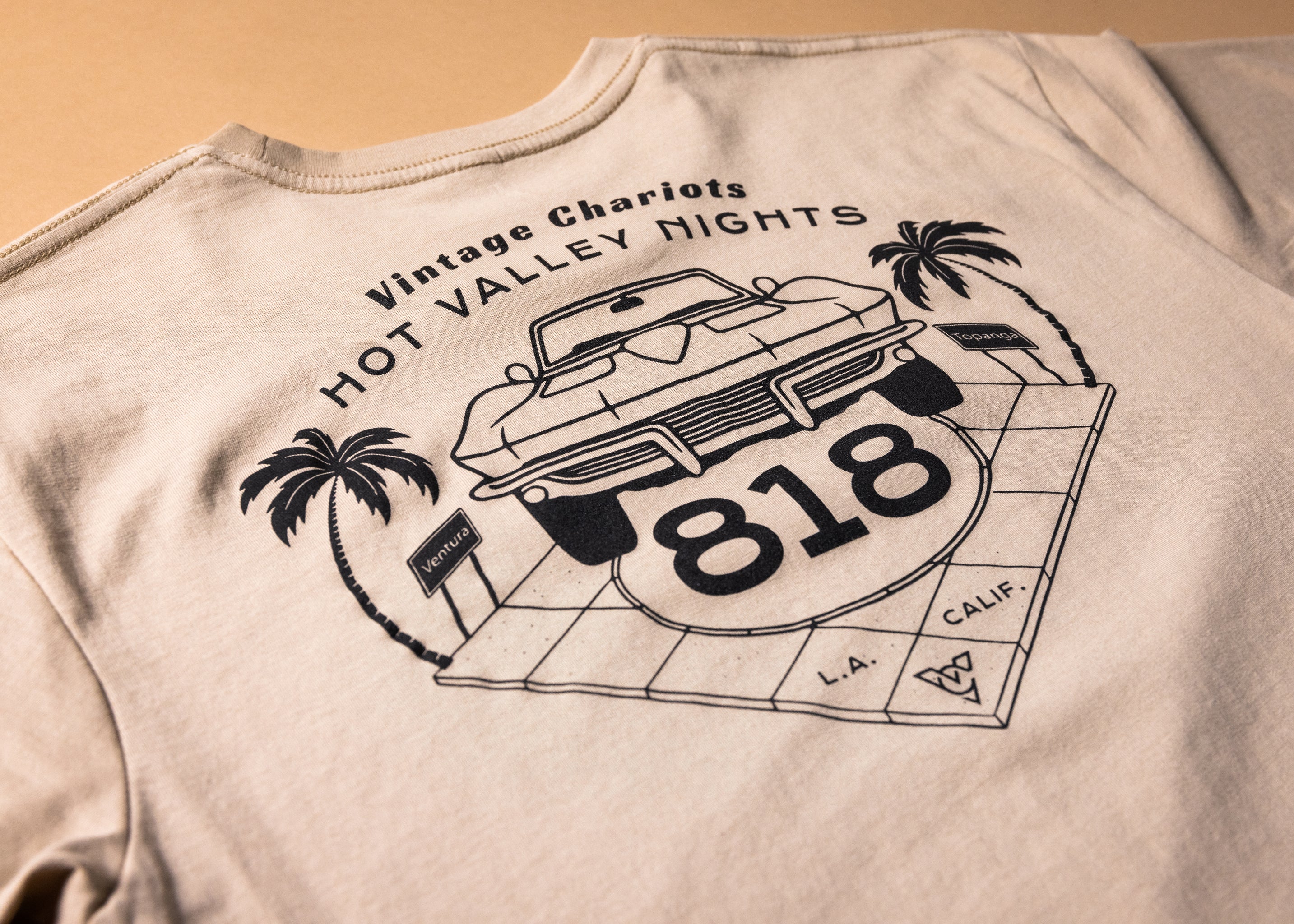 HOT VALLEY NIGHTS TOPANGA 818 TEE (Sand)