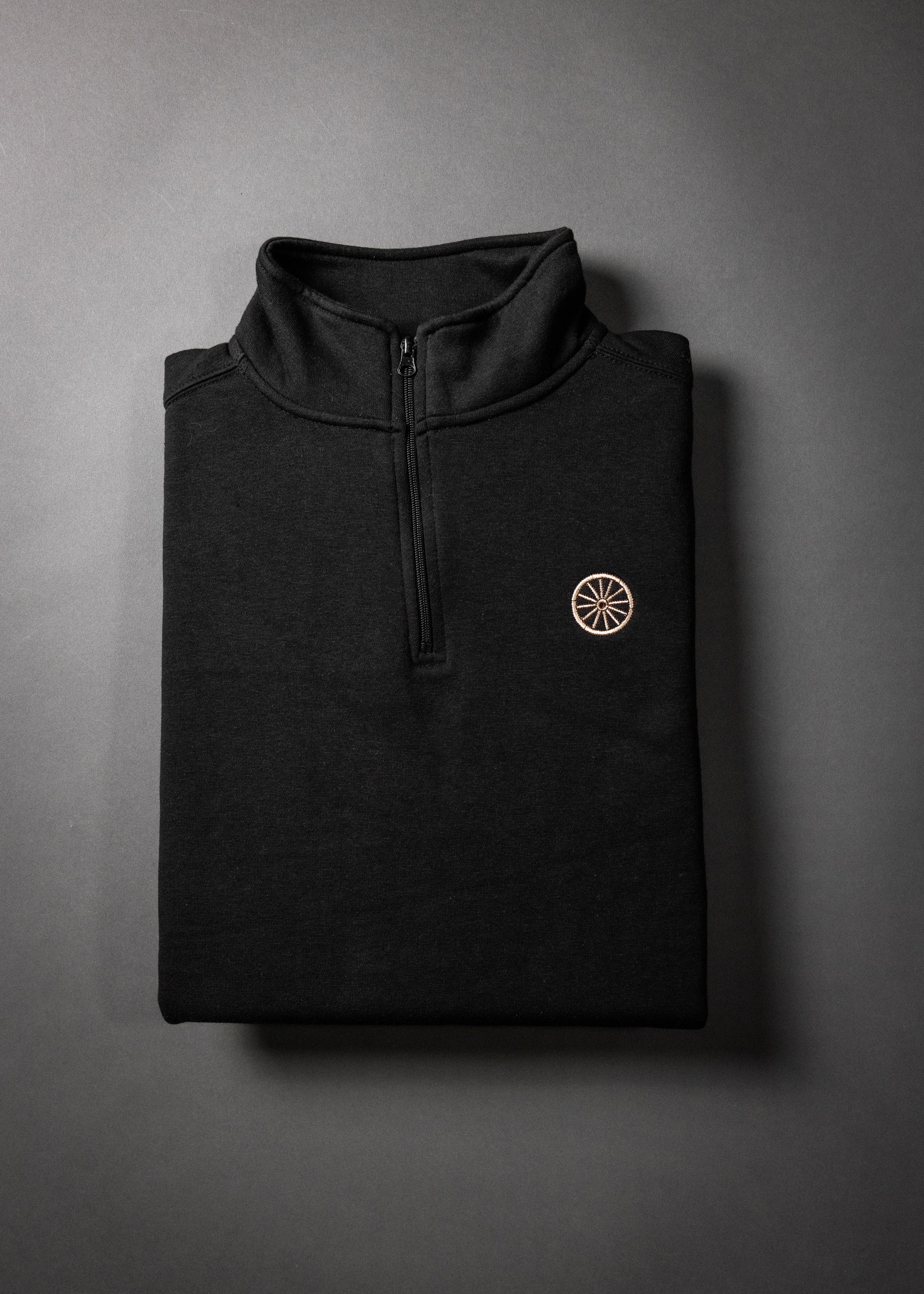 CHARIOTS EMBROIDERED QUARTER ZIP FLEECE PULLOVER (Black)