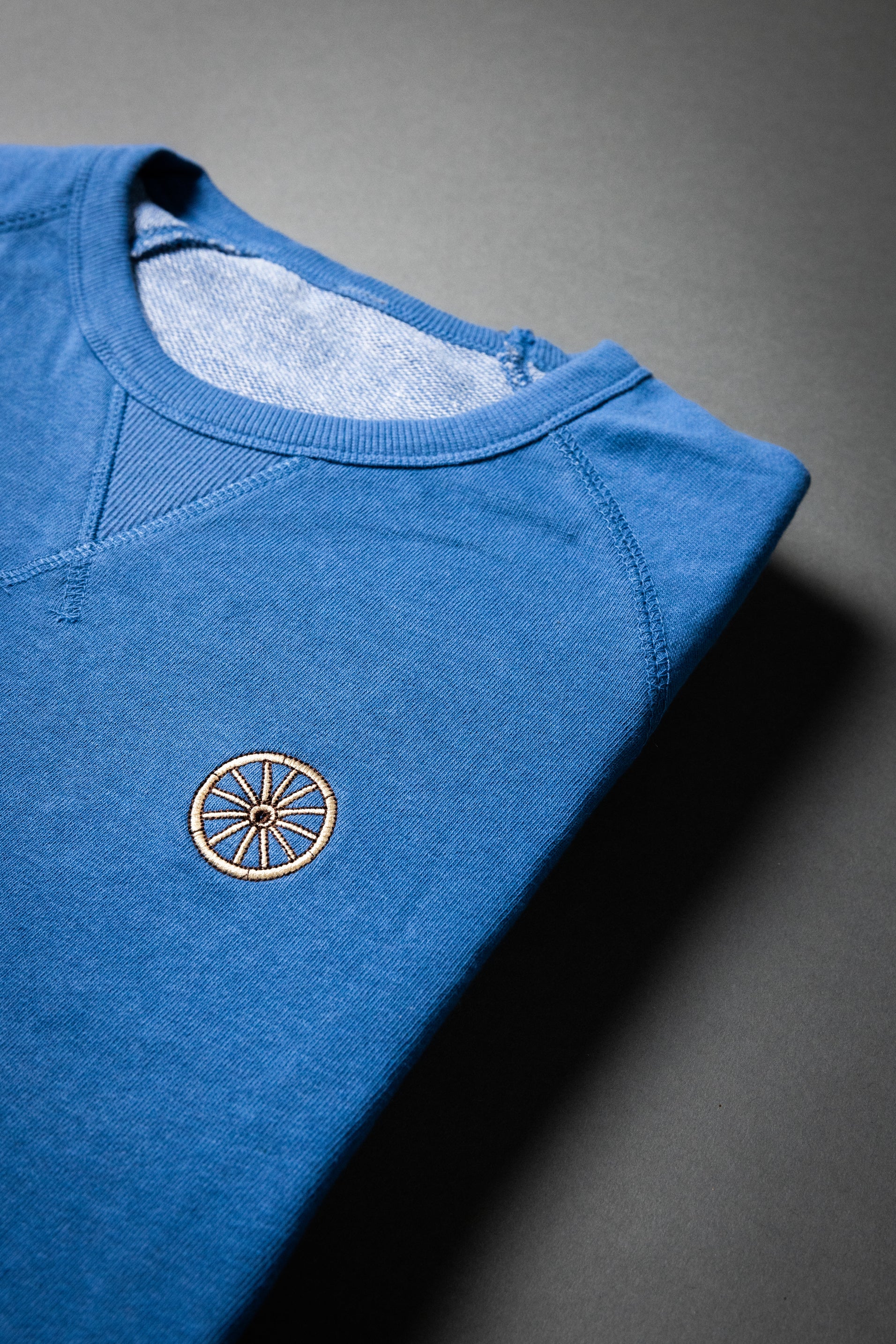 CHARIOTS EMBROIDERED UNISEX FRENCH TERRY CREW NECK SWEATER (Slate Blue)