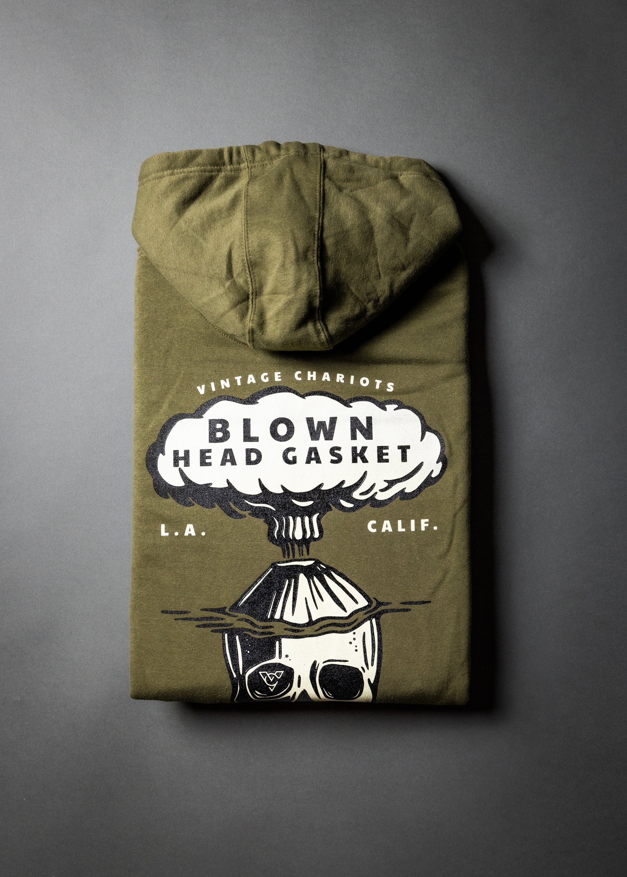 BLOWN HEAD GASKET UNISEX PREMIUM PULLOVER HOODIE (Military Green)