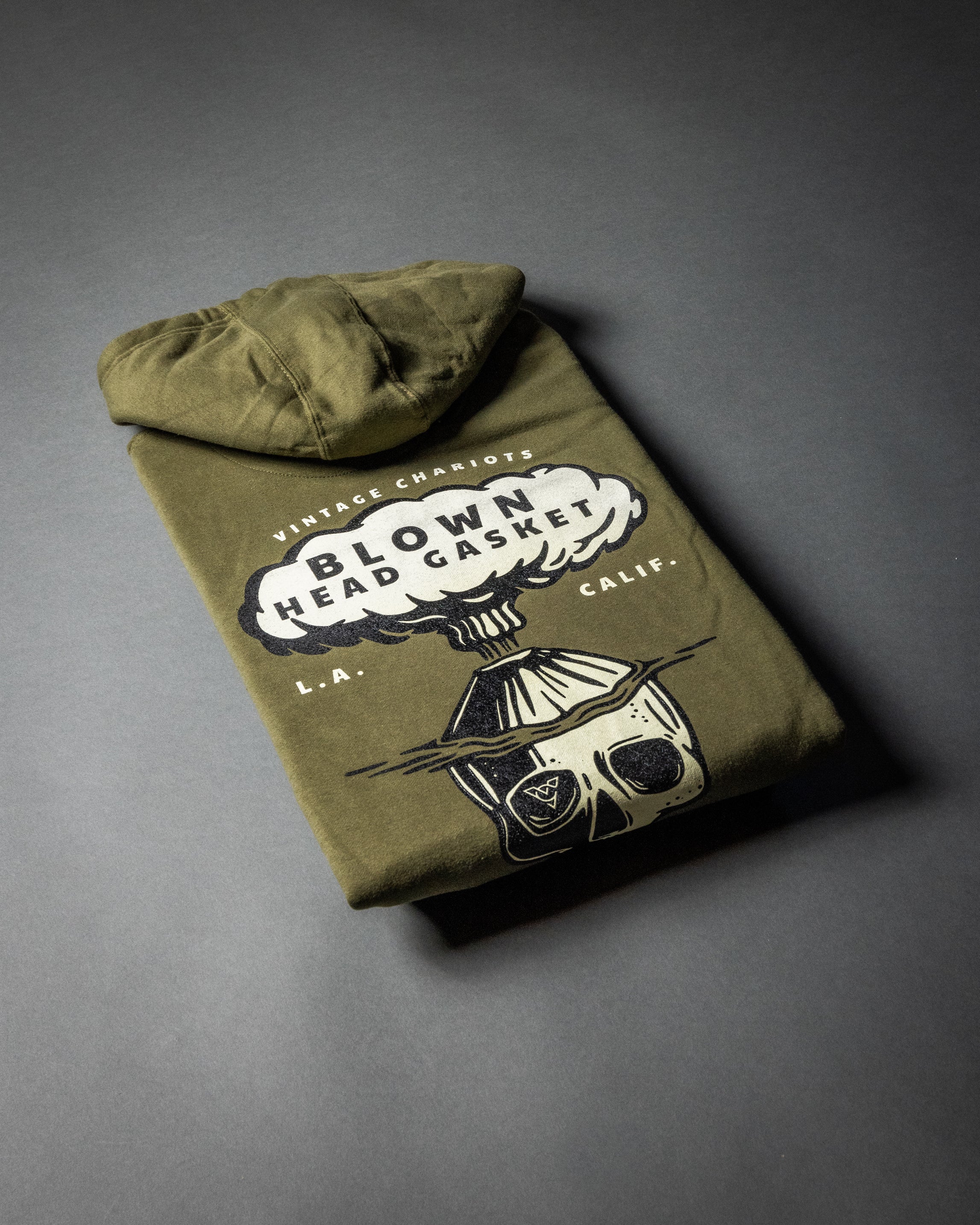 BLOWN HEAD GASKET UNISEX PREMIUM PULLOVER HOODIE (Military Green)