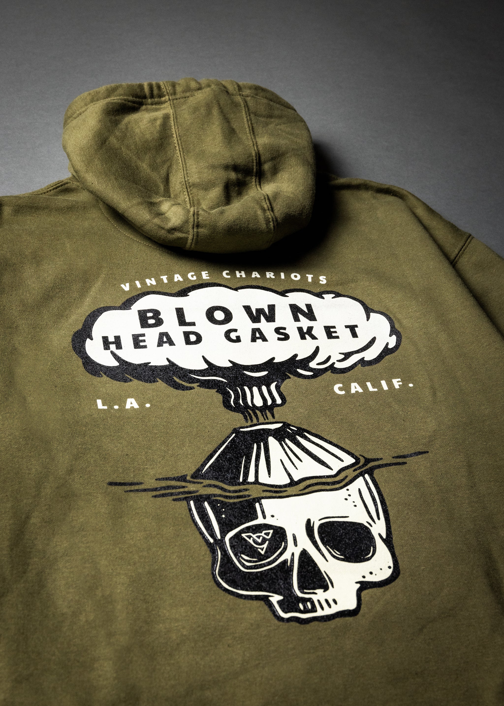 BLOWN HEAD GASKET UNISEX PREMIUM PULLOVER HOODIE (Military Green)