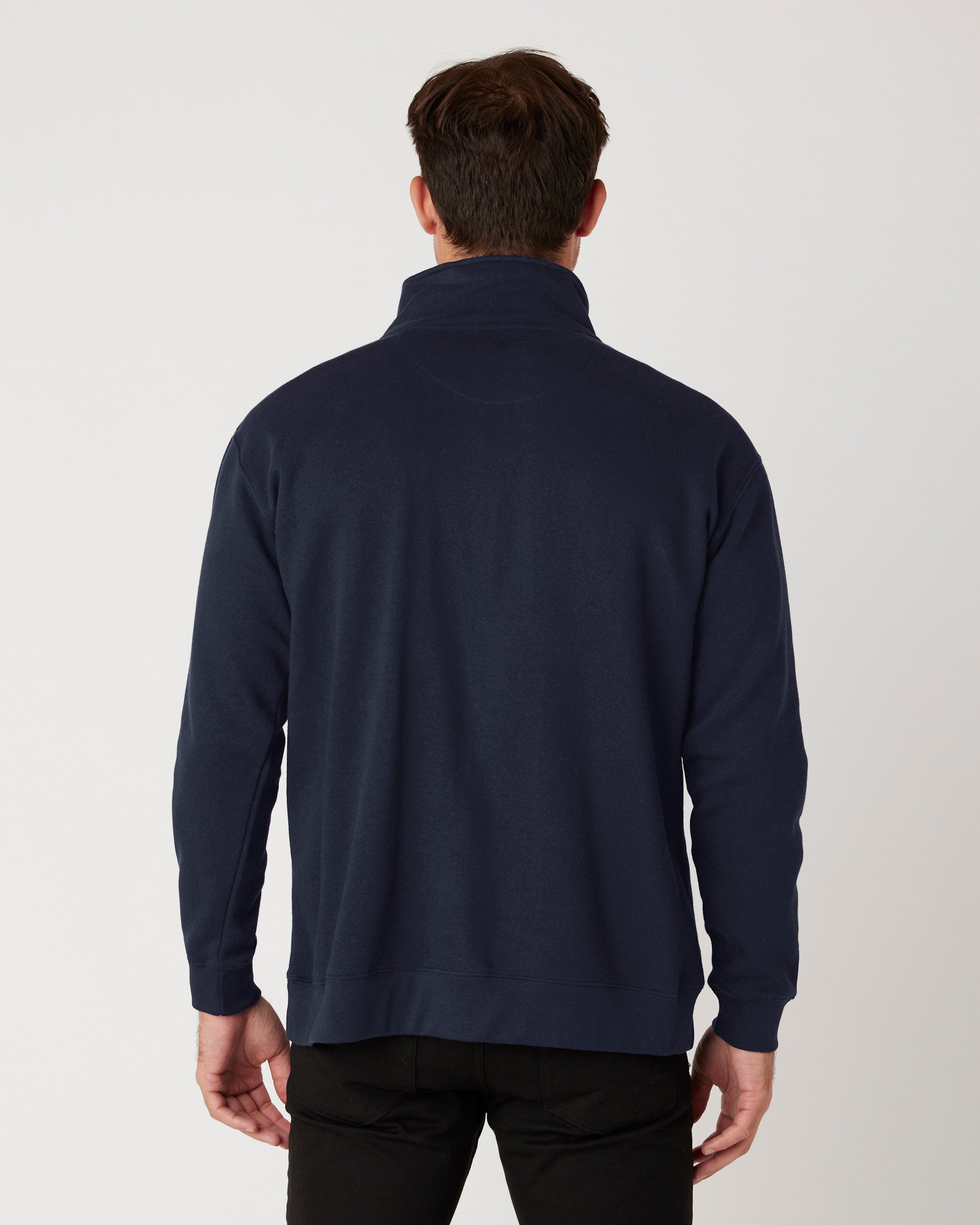 CHARIOTS EMBROIDERED QUARTER ZIP FLEECE PULLOVER (Navy Blazer)