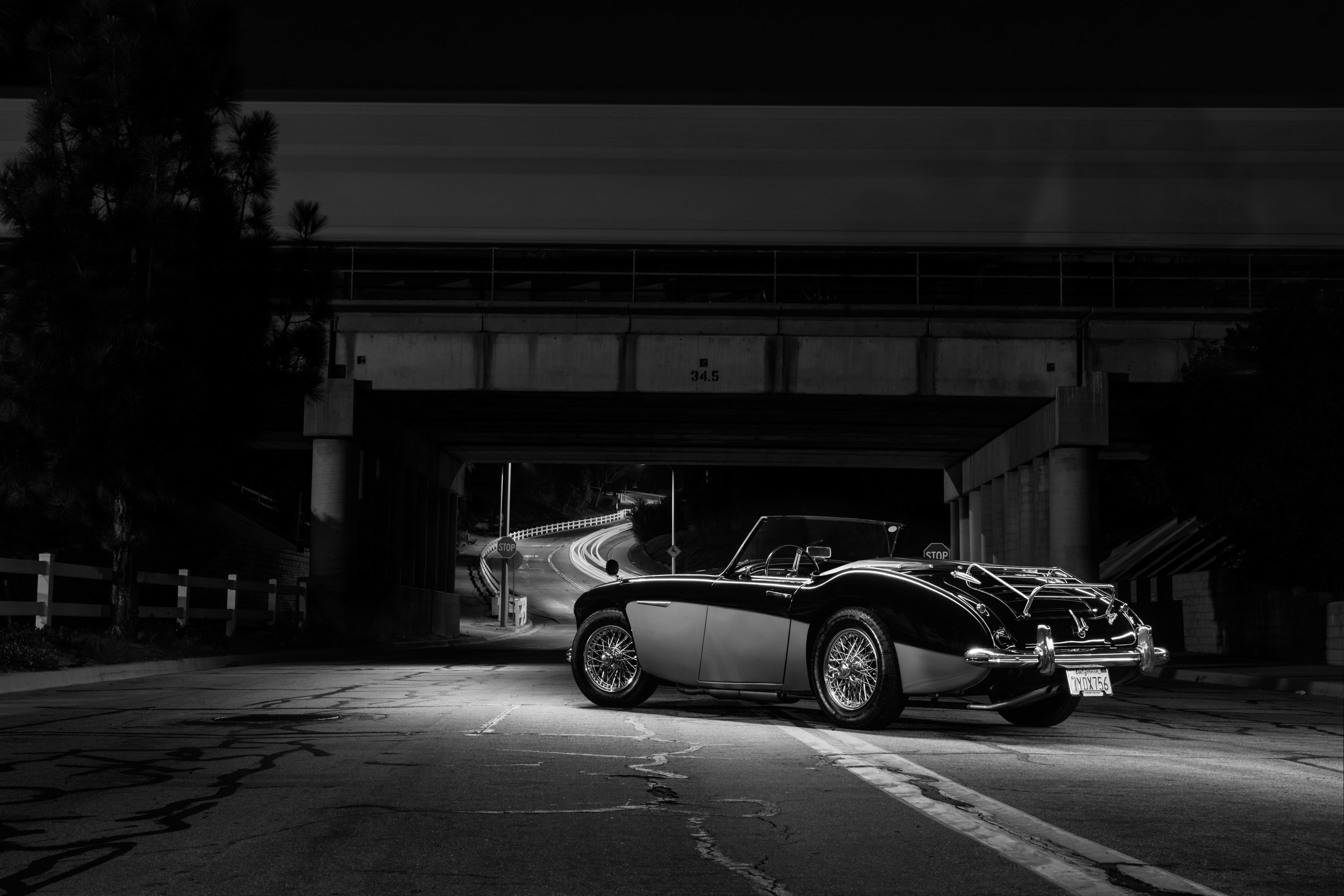 1962 Austin Healey 3000 3/4 Rear Train Tracks FINE ART PRINT