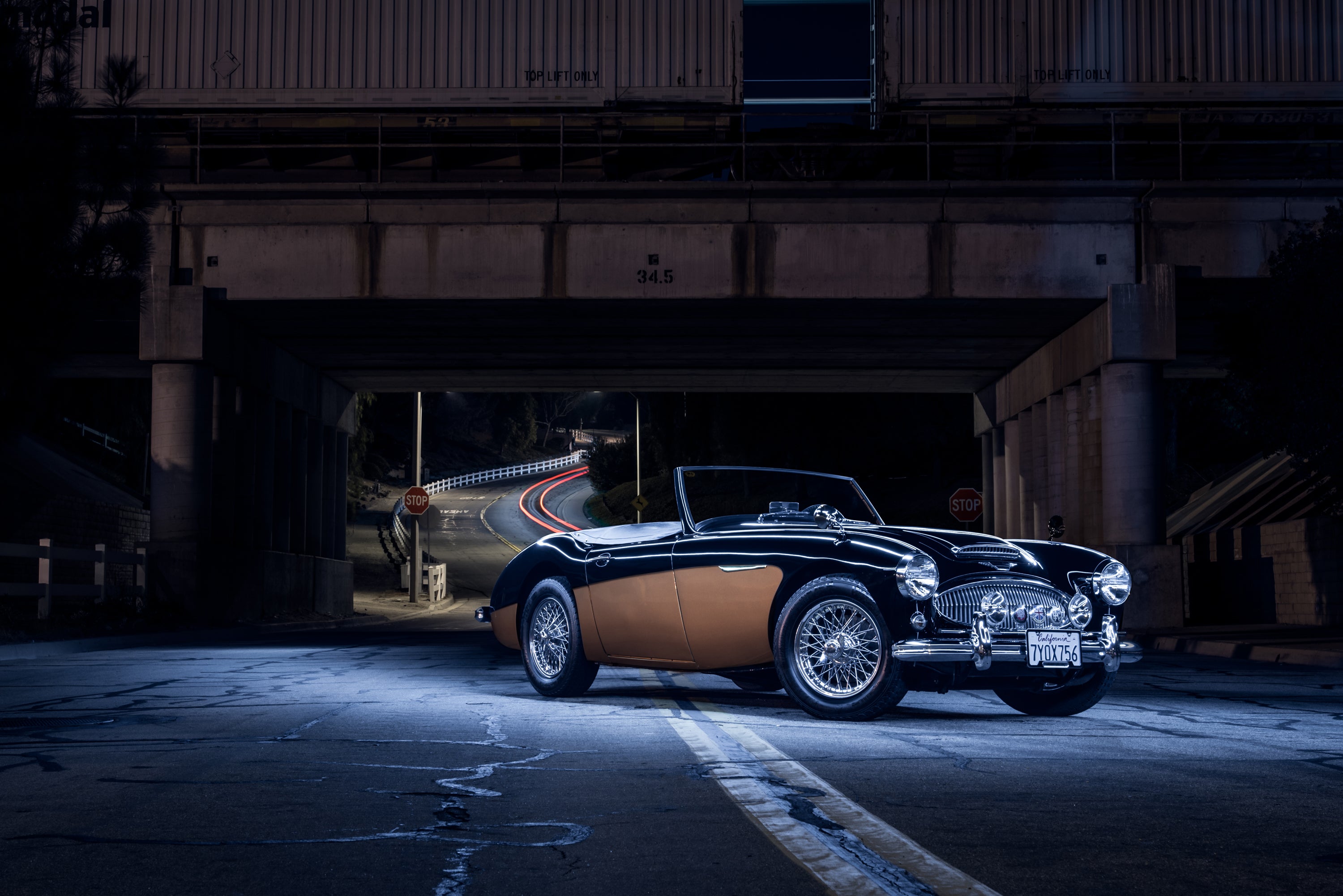 1962 Austin Healey 3000 3/4 Frontal Train Tracks FINE ART PRINT