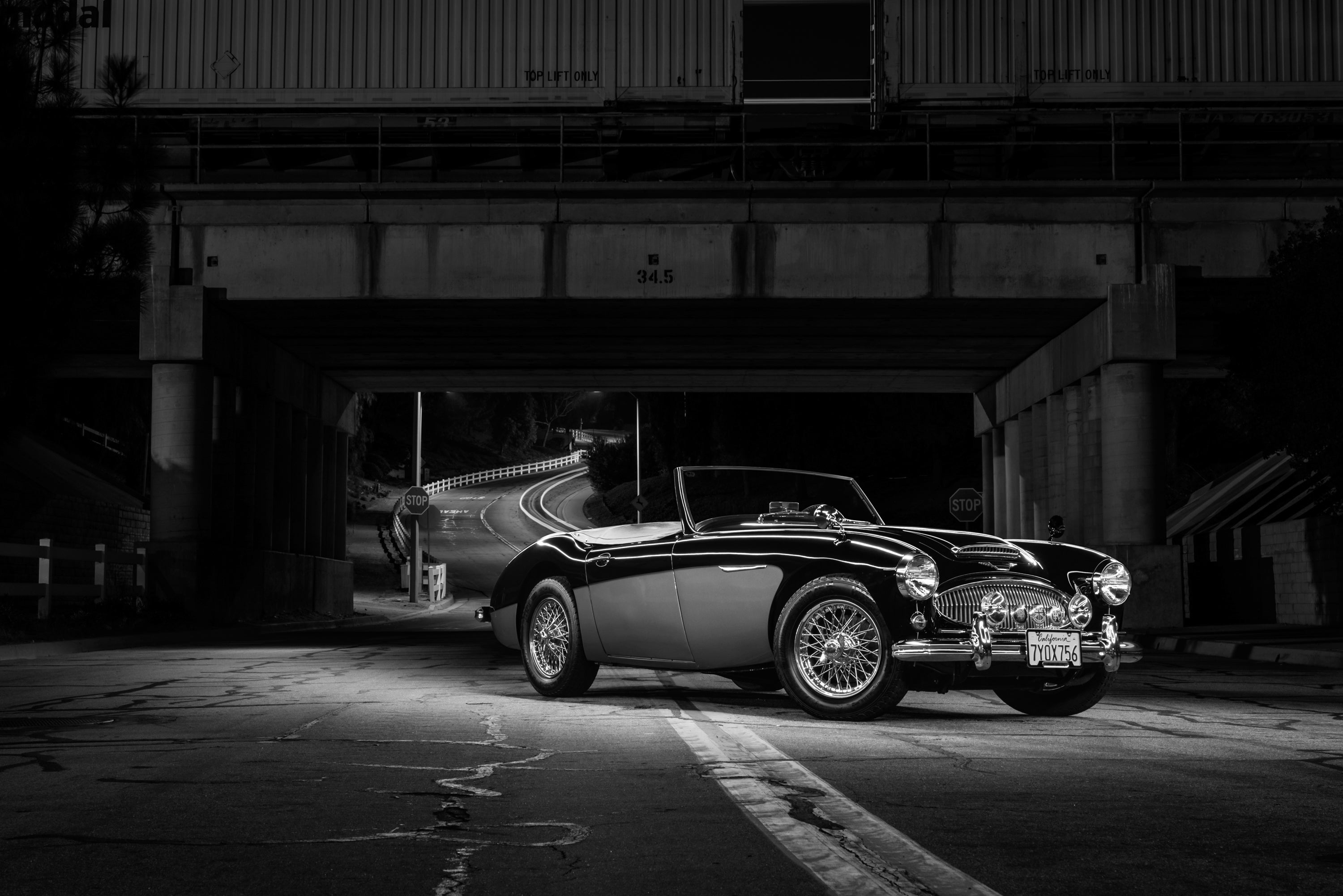 1962 Austin Healey 3000 3/4 Frontal Train Tracks FINE ART PRINT