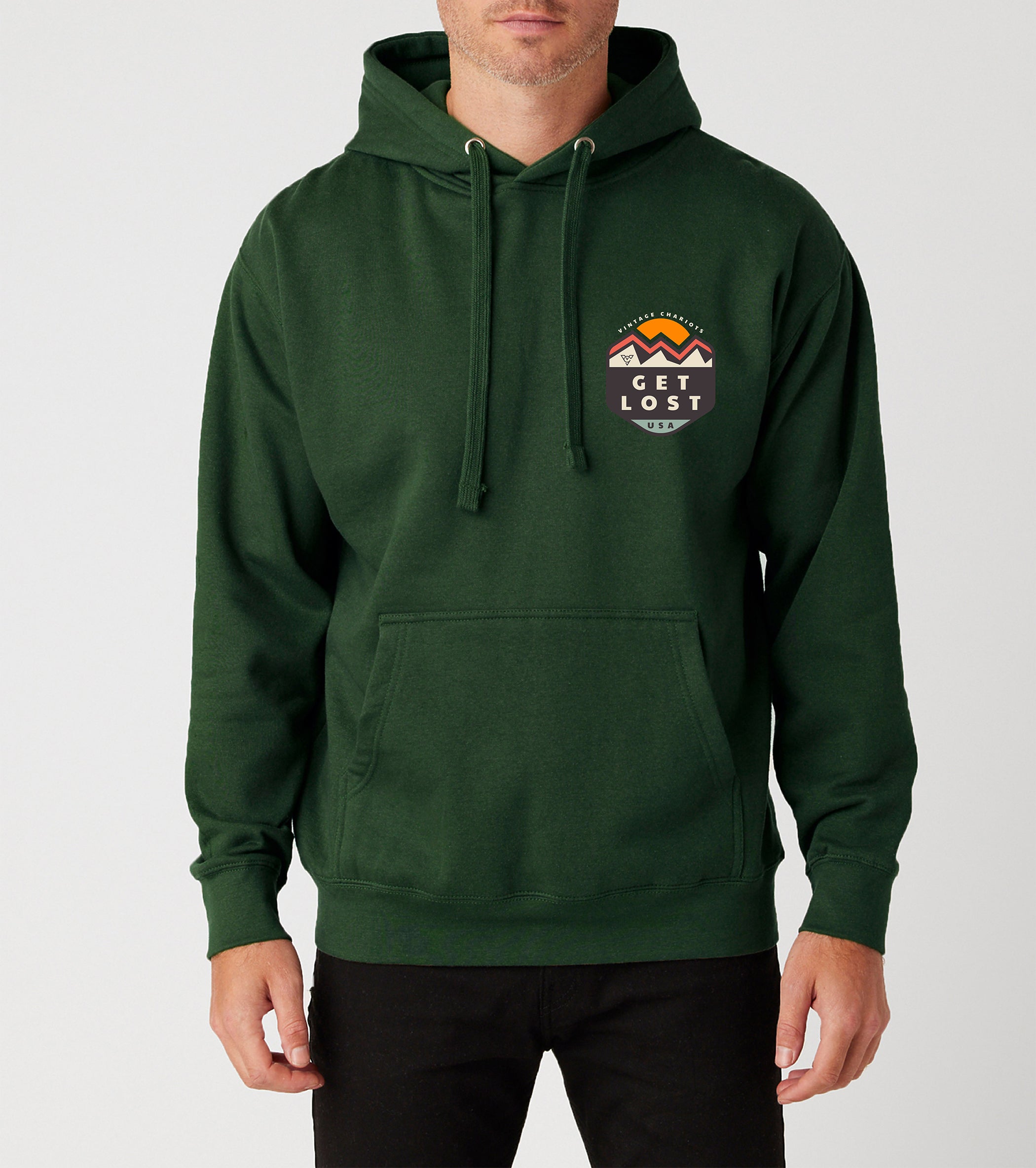 GET LOST UNISEX PREMIUM PULLOVER HOODIE (Forest Green)