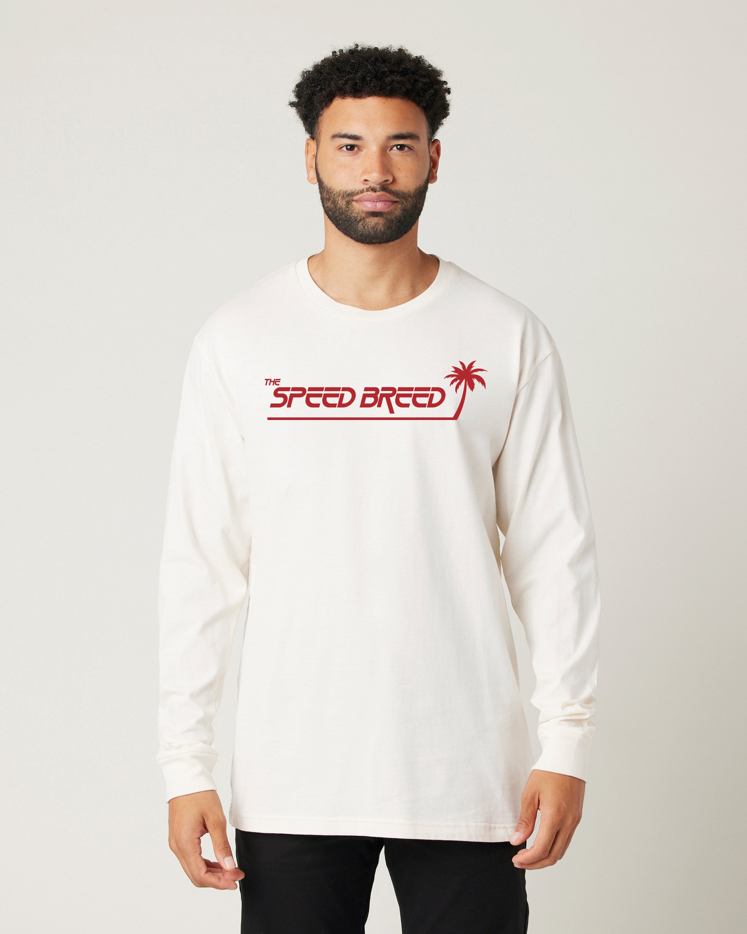 Palm Tree Speed Breed Long Sleeve Tee (White)