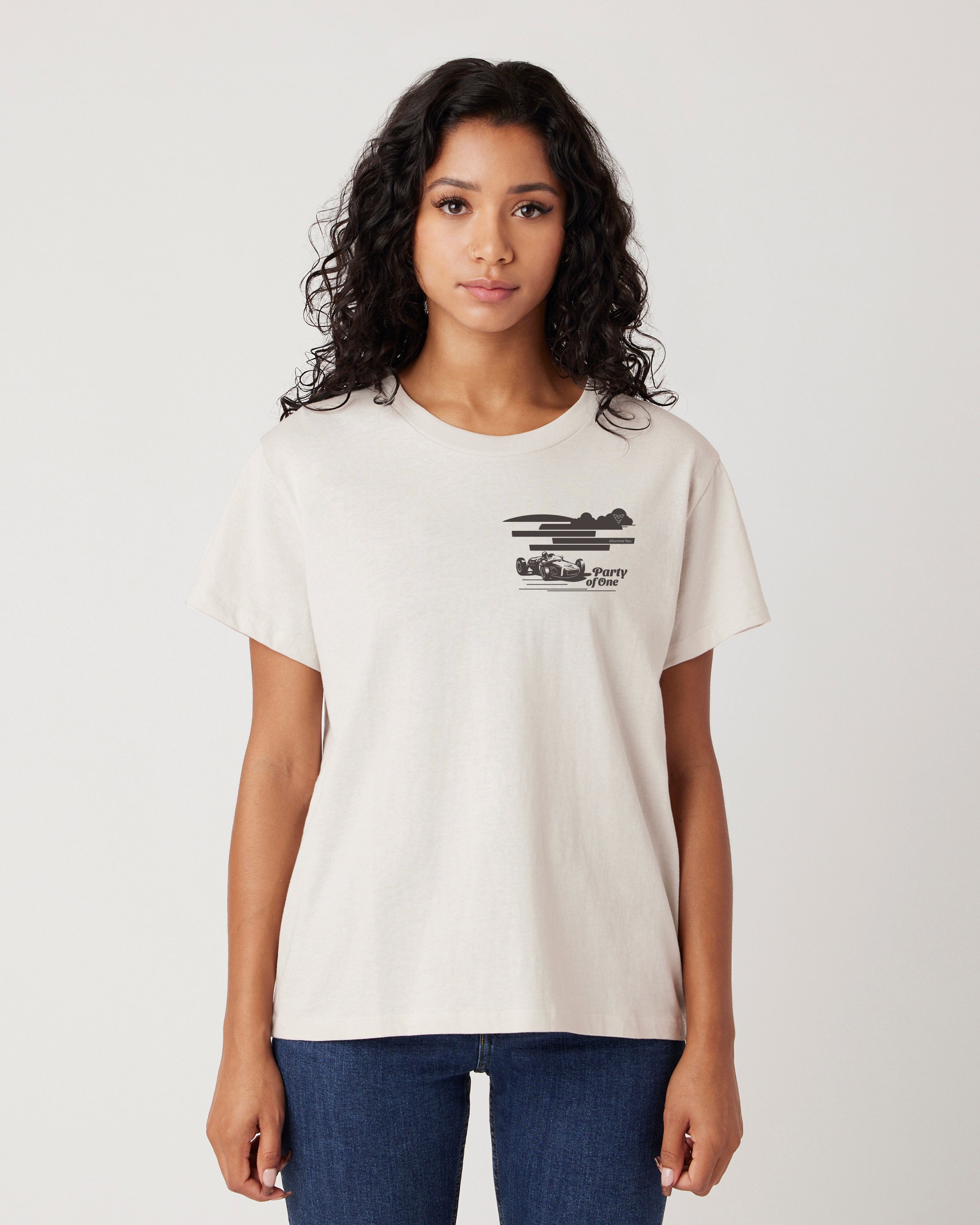 PARTY OF ONE WOMENS BOYFRIEND TEE (Bone)