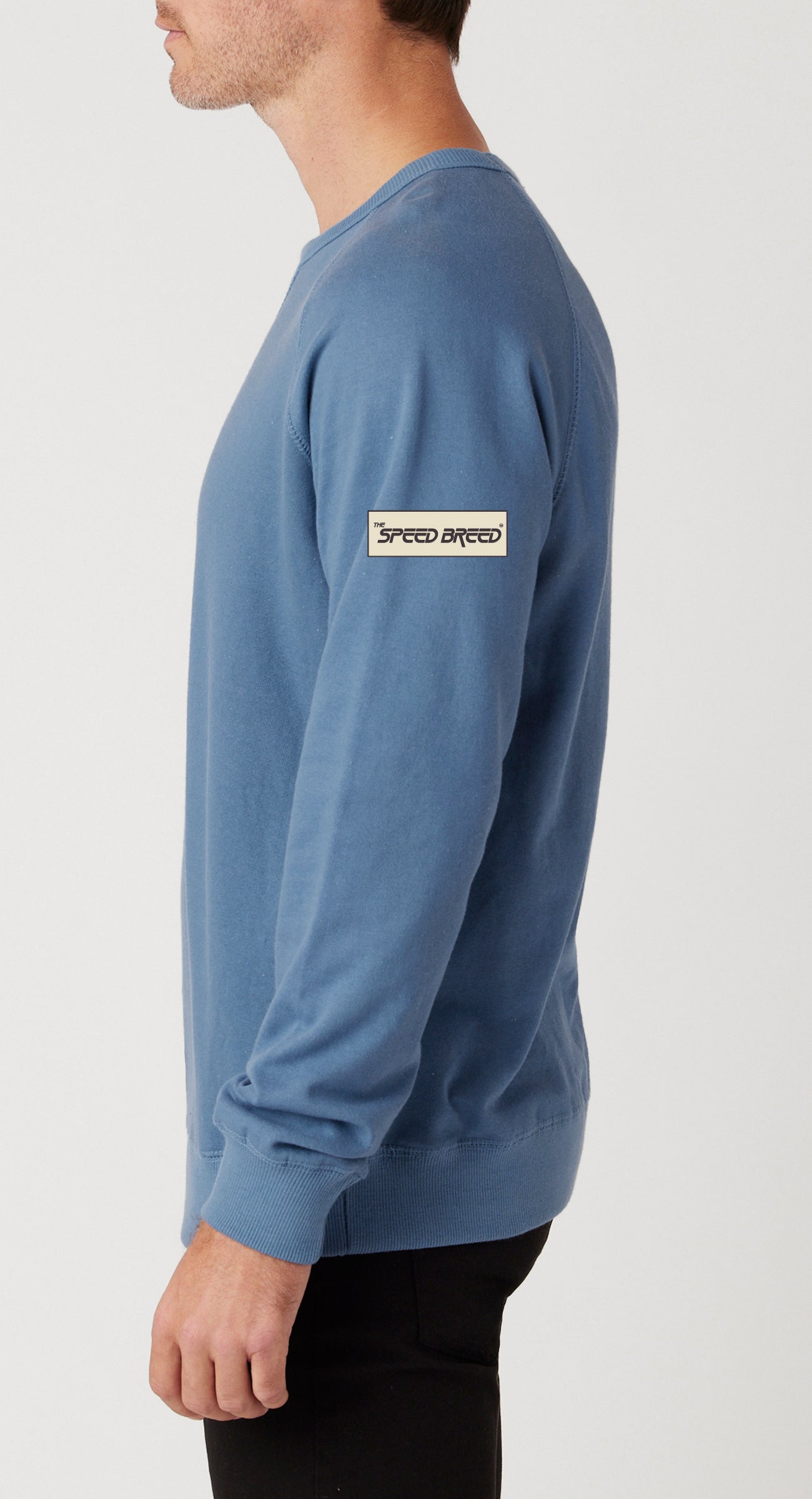 CHARIOTS EMBROIDERED UNISEX FRENCH TERRY CREW NECK SWEATER (Slate Blue)