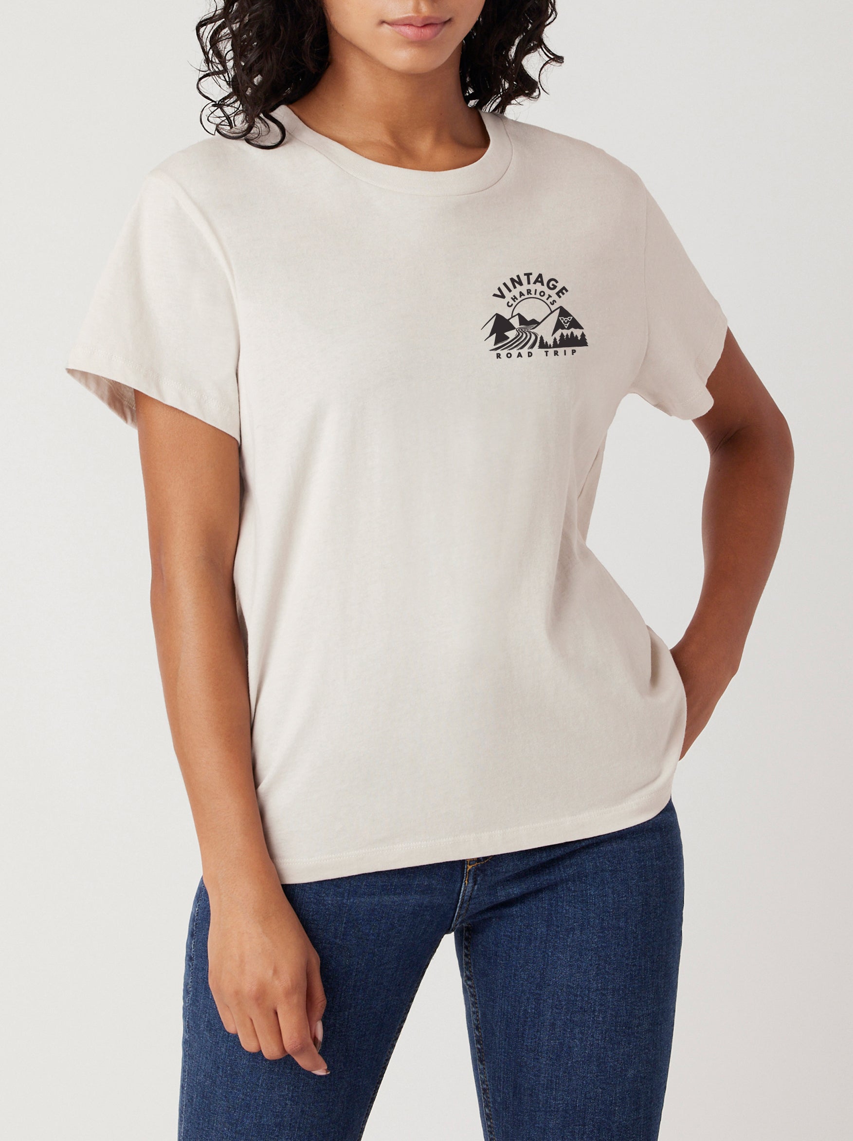 ROAD TRIP WOMENS BOYFRIEND TEE (Bone)