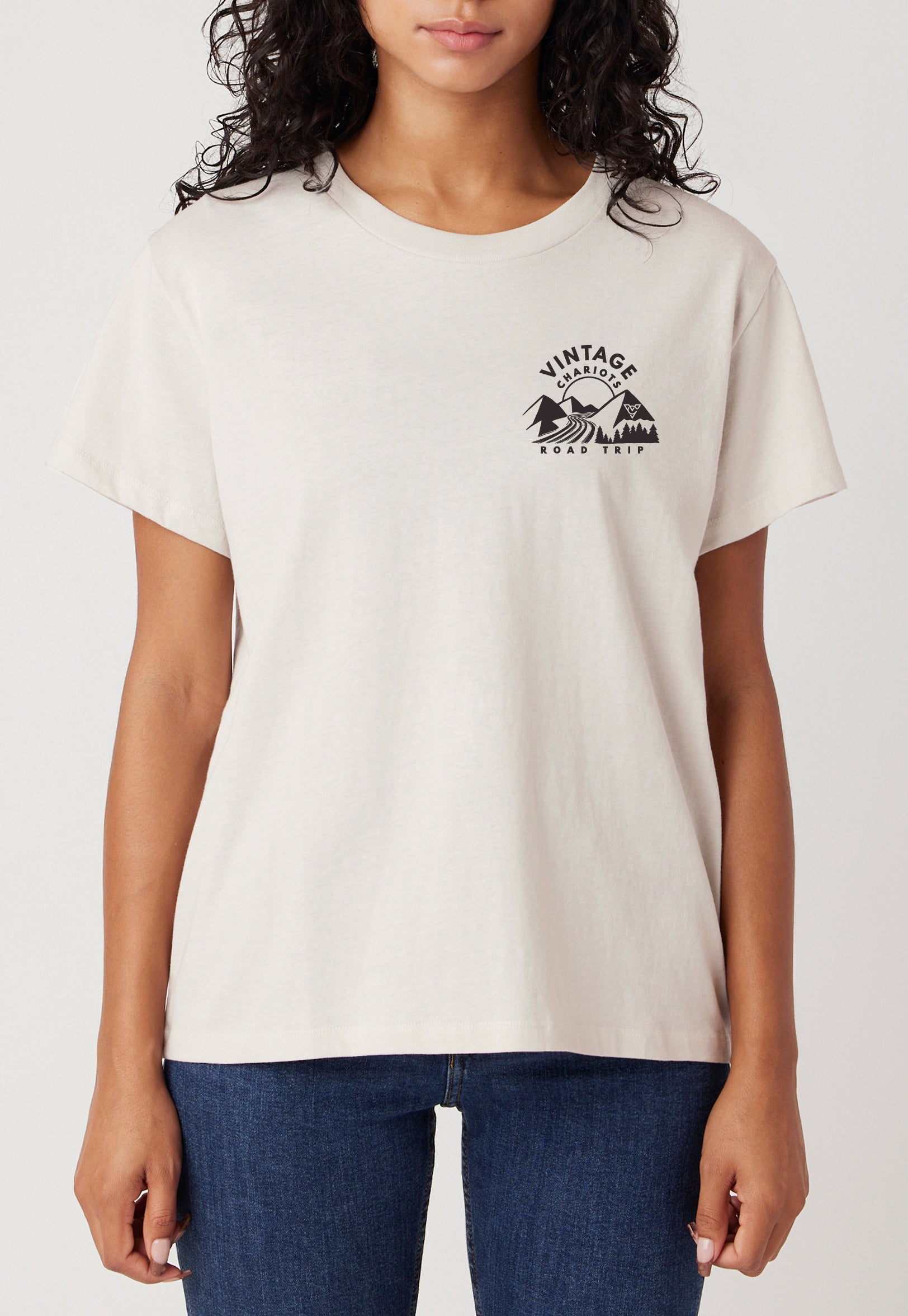 ROAD TRIP WOMENS BOYFRIEND TEE (Bone)