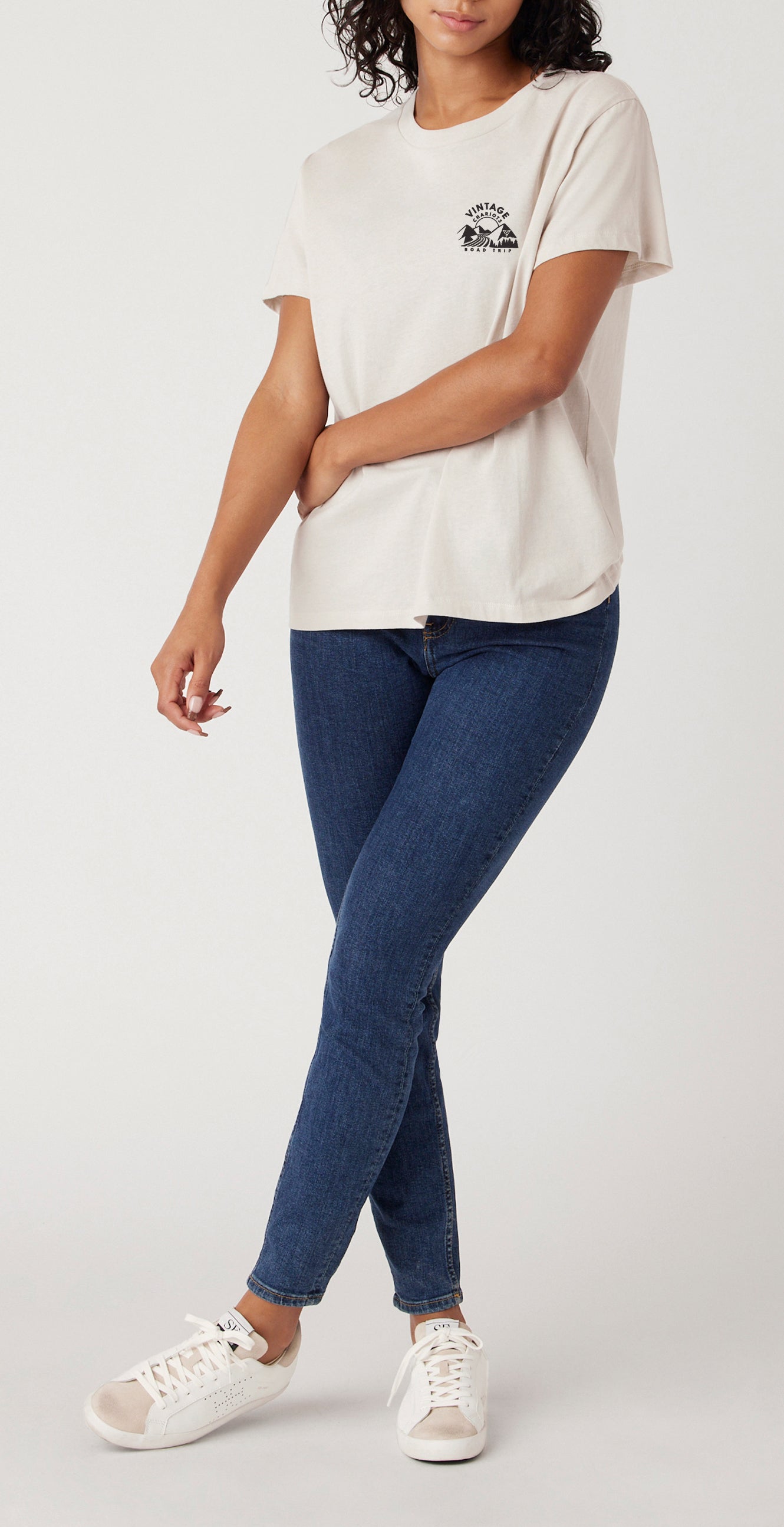 ROAD TRIP WOMENS BOYFRIEND TEE (Bone)