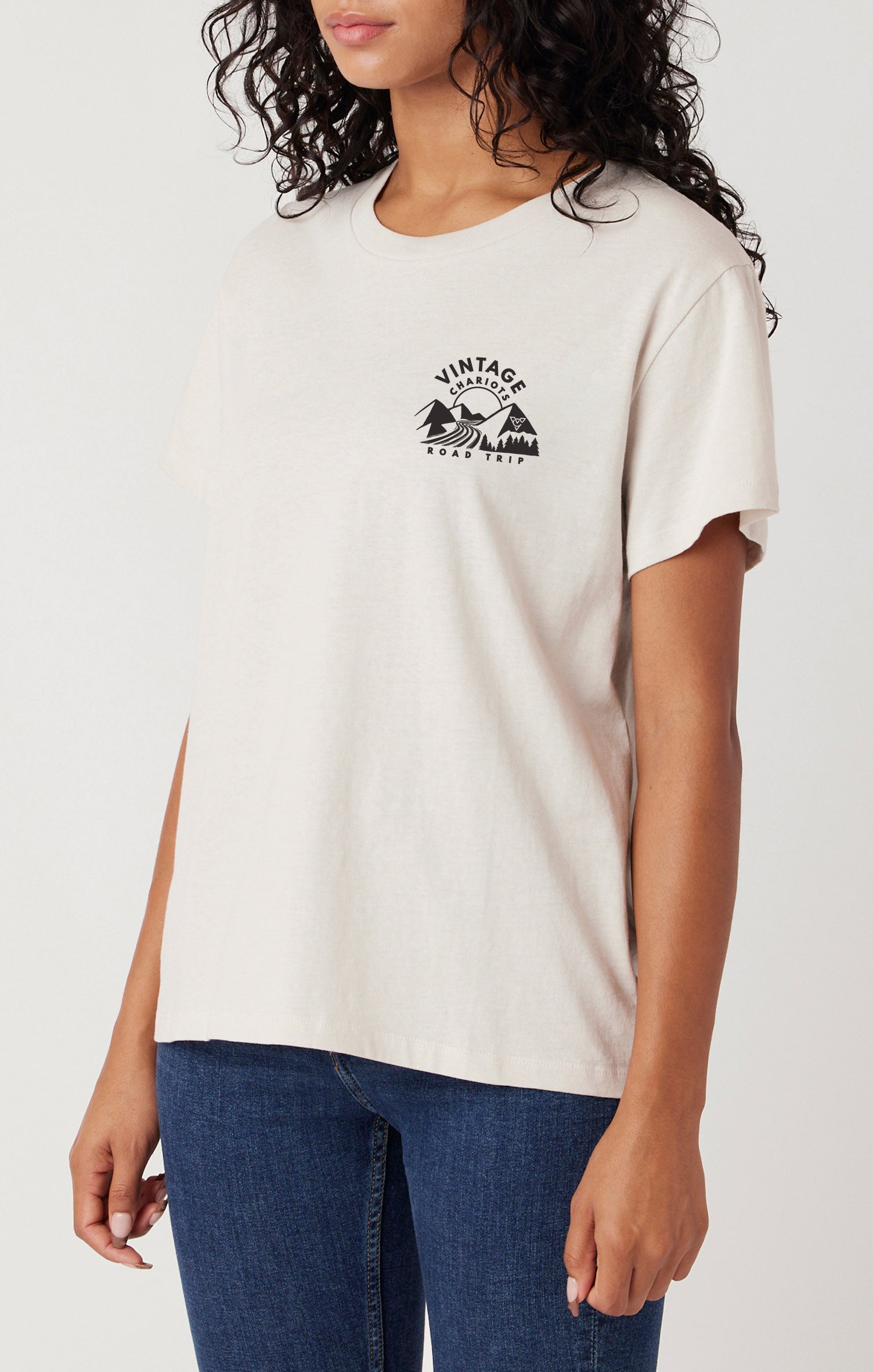 ROAD TRIP WOMENS BOYFRIEND TEE (Bone)