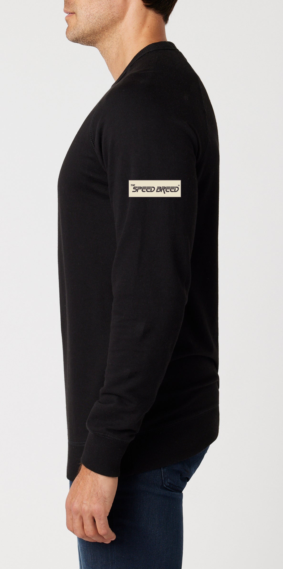 CHARIOTS EMBROIDERED UNISEX FRENCH TERRY CREW NECK SWEATER (Black)