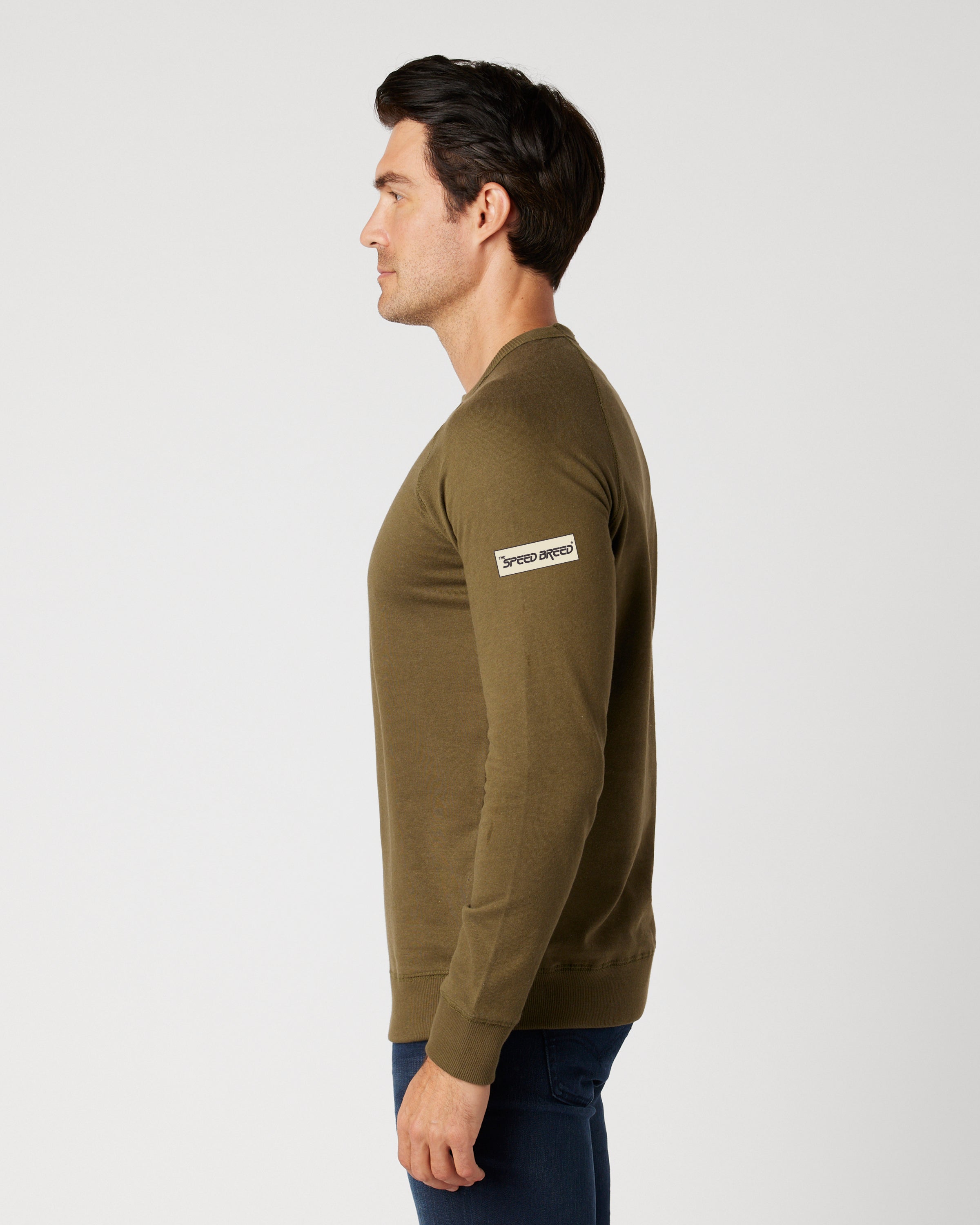 CHARIOTS EMBROIDERED UNISEX FRENCH TERRY CREW NECK SWEATER (Military Green)