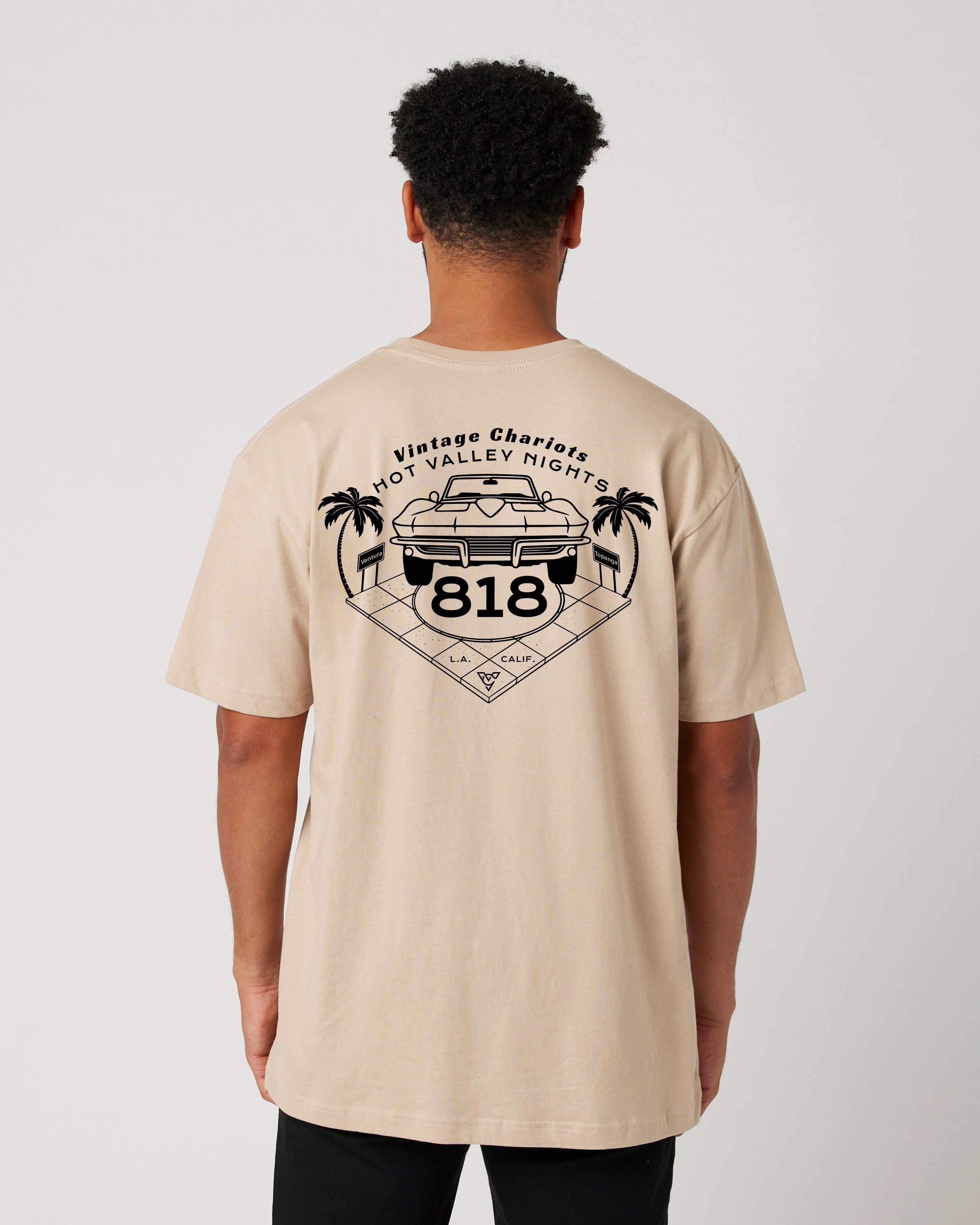 HOT VALLEY NIGHTS TOPANGA 818 TEE (Sand)