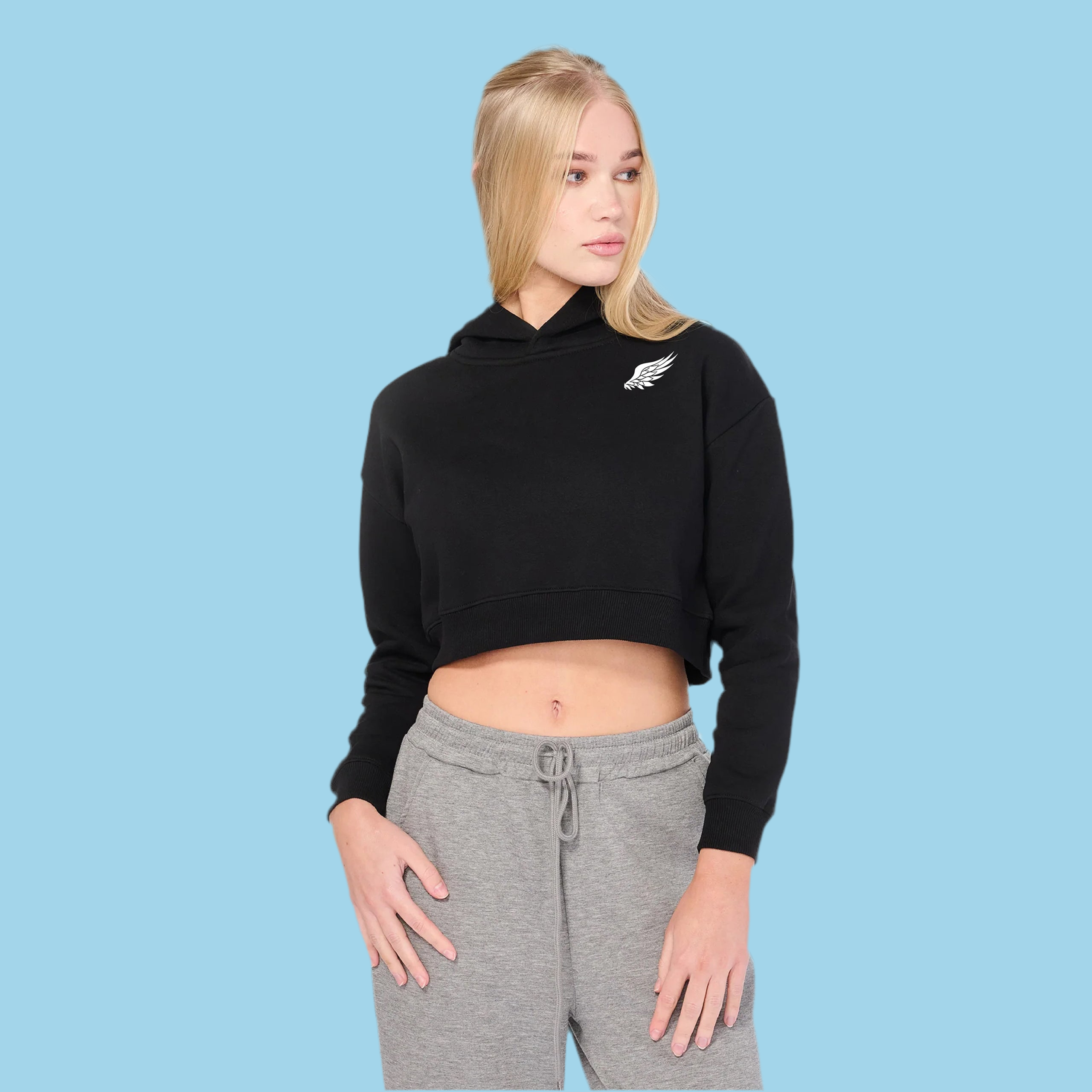 LITTLE BIRD CROP HOODIE (Black)