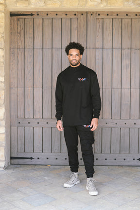 CHECKERED FLAG DRYFLEX MOCK NECK (Black)