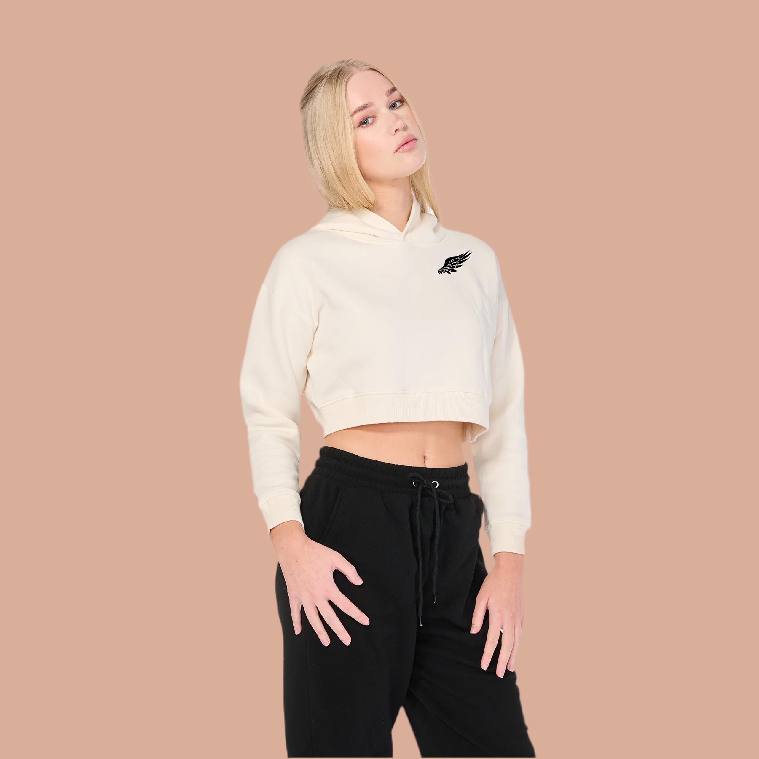 LITTLE BIRD CROP HOODIE (Cream)