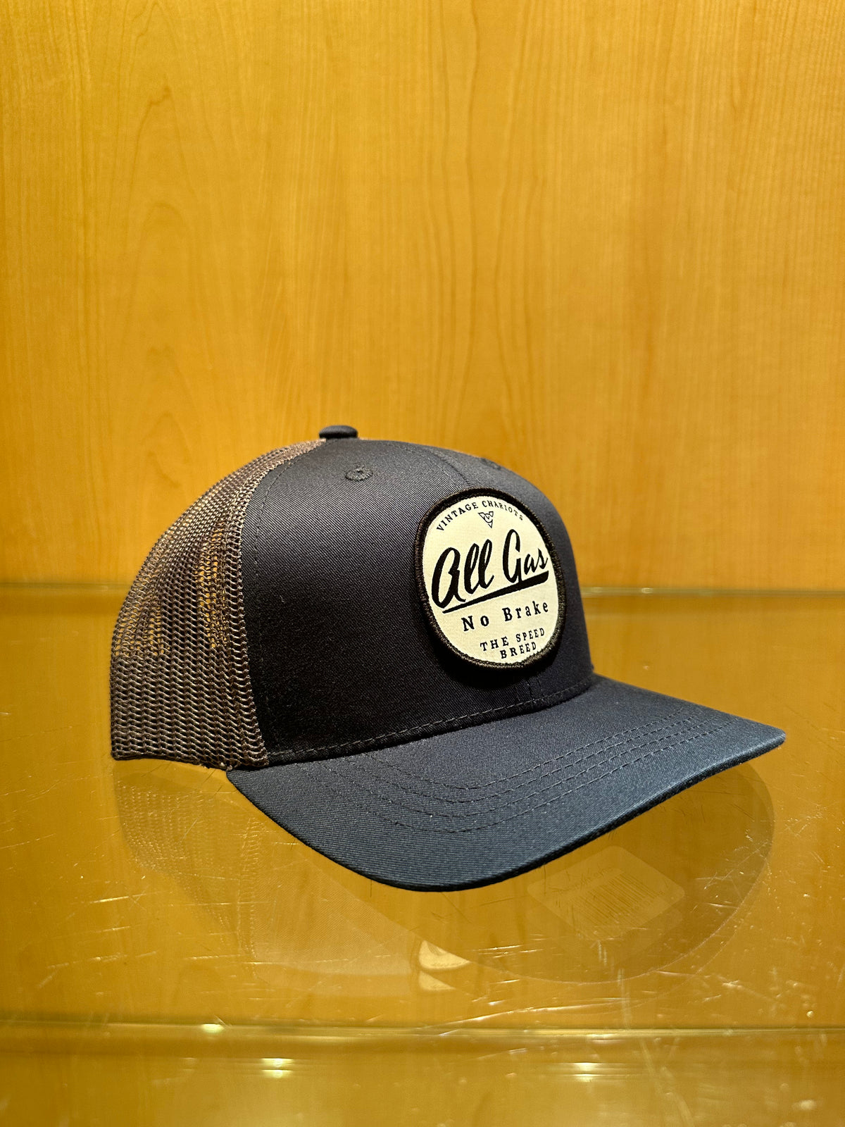 ALL GAS NO BRAKE YOUTH TRUCKER HAT (Navy/Charcoal)