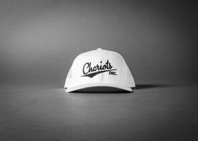 CHARIOTS INC (White/Black Embroidered Premium Trucker Hat)