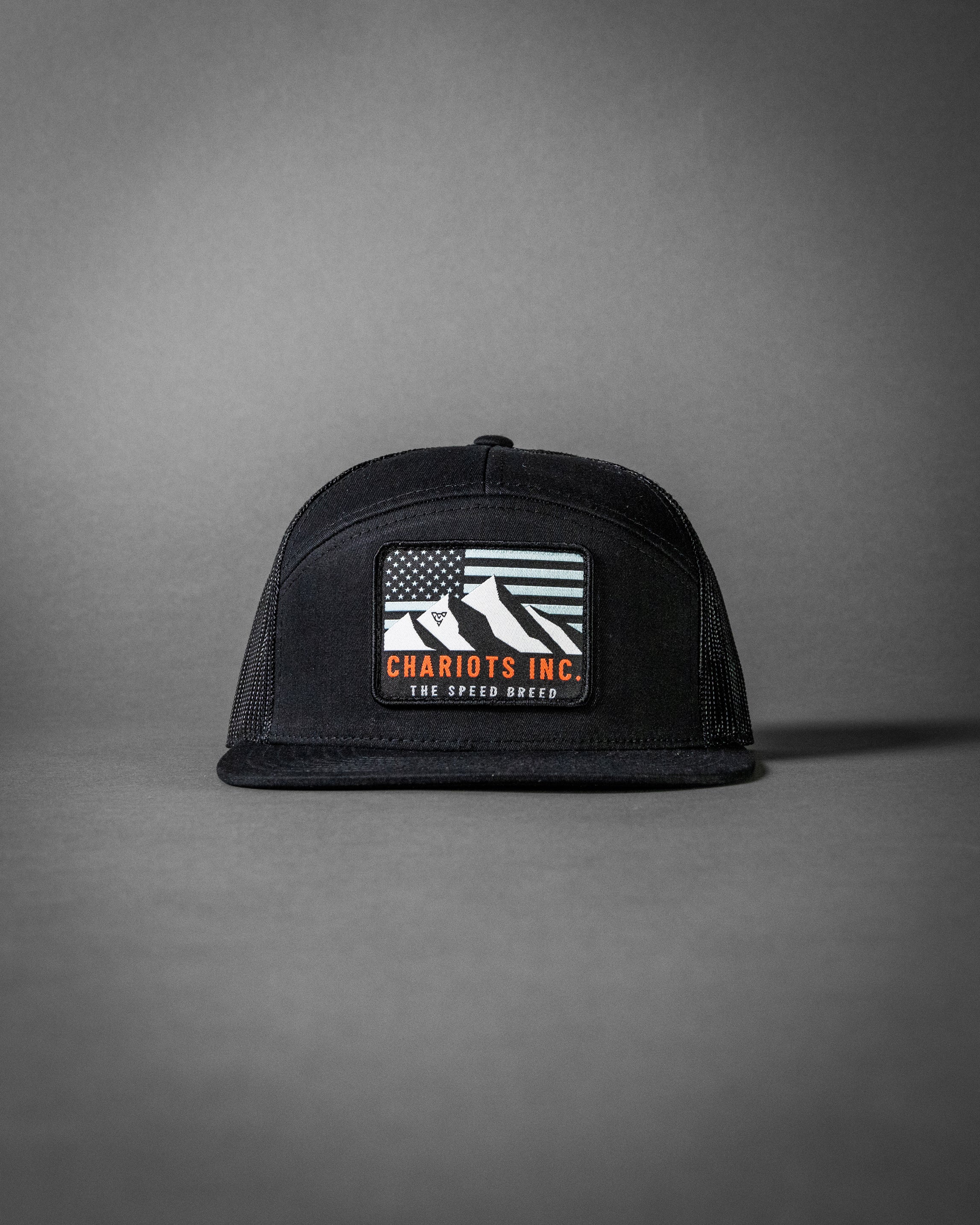 HIVERANNO MOUNTAINEER (Black/Black Premium 7-Panel Trucker Hat)