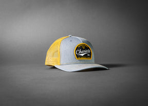 YELLOWJACKET (Heather Grey/Amber Gold 5-Panel Premium Trucker Hat)
