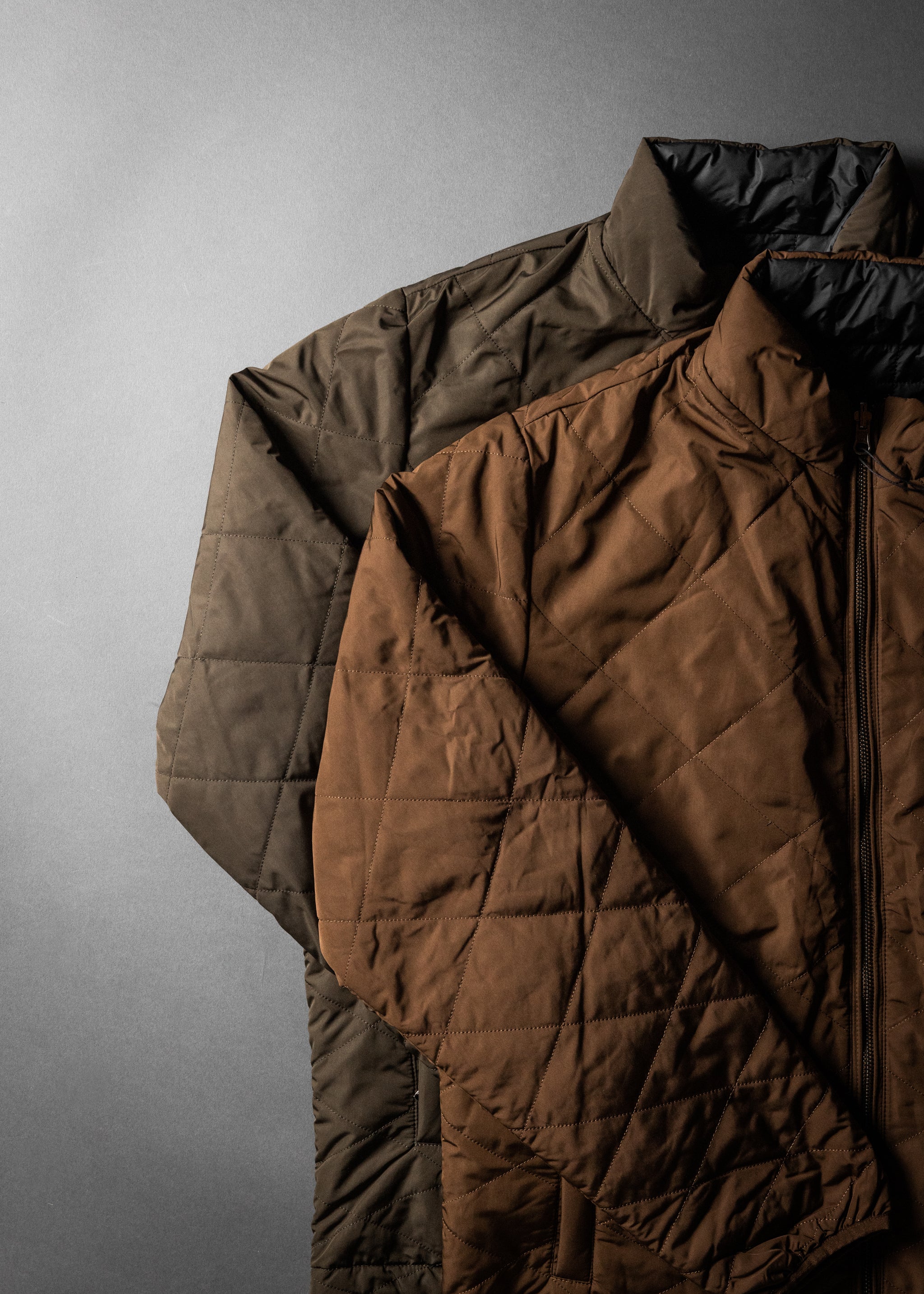 SPEED BREED PREMIUM REVERSIBLE QUILTED PUFFER JACKET (Dark Olive/Navy)