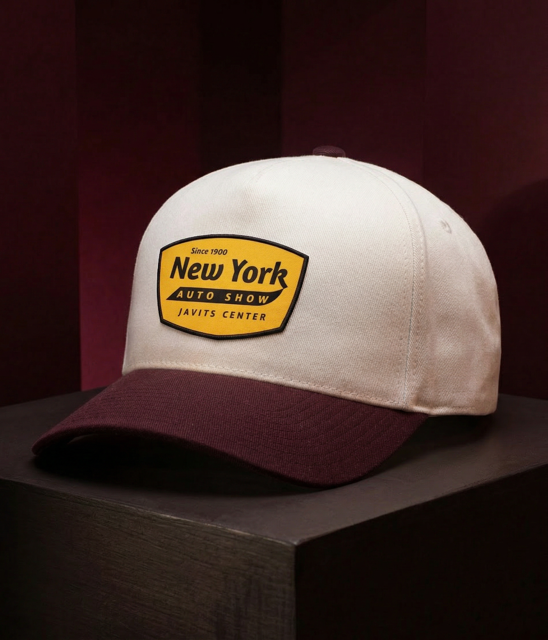 NYIAS26 Javits Center 5-Panel Snapback (Vintage White/Cardinal)