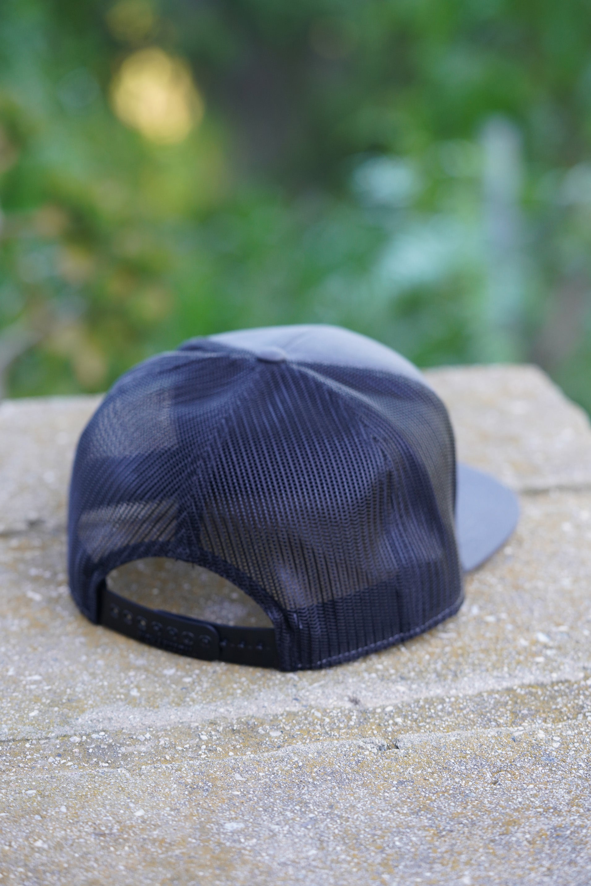 WIDOWMAKER V.2 BLUE (Charcoal/Black Premium 7-Panel Trucker Hat)