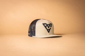 VC WOOL BLEND FLATBILL TRUCKER HAT (Khaki/Black/Black Puff)