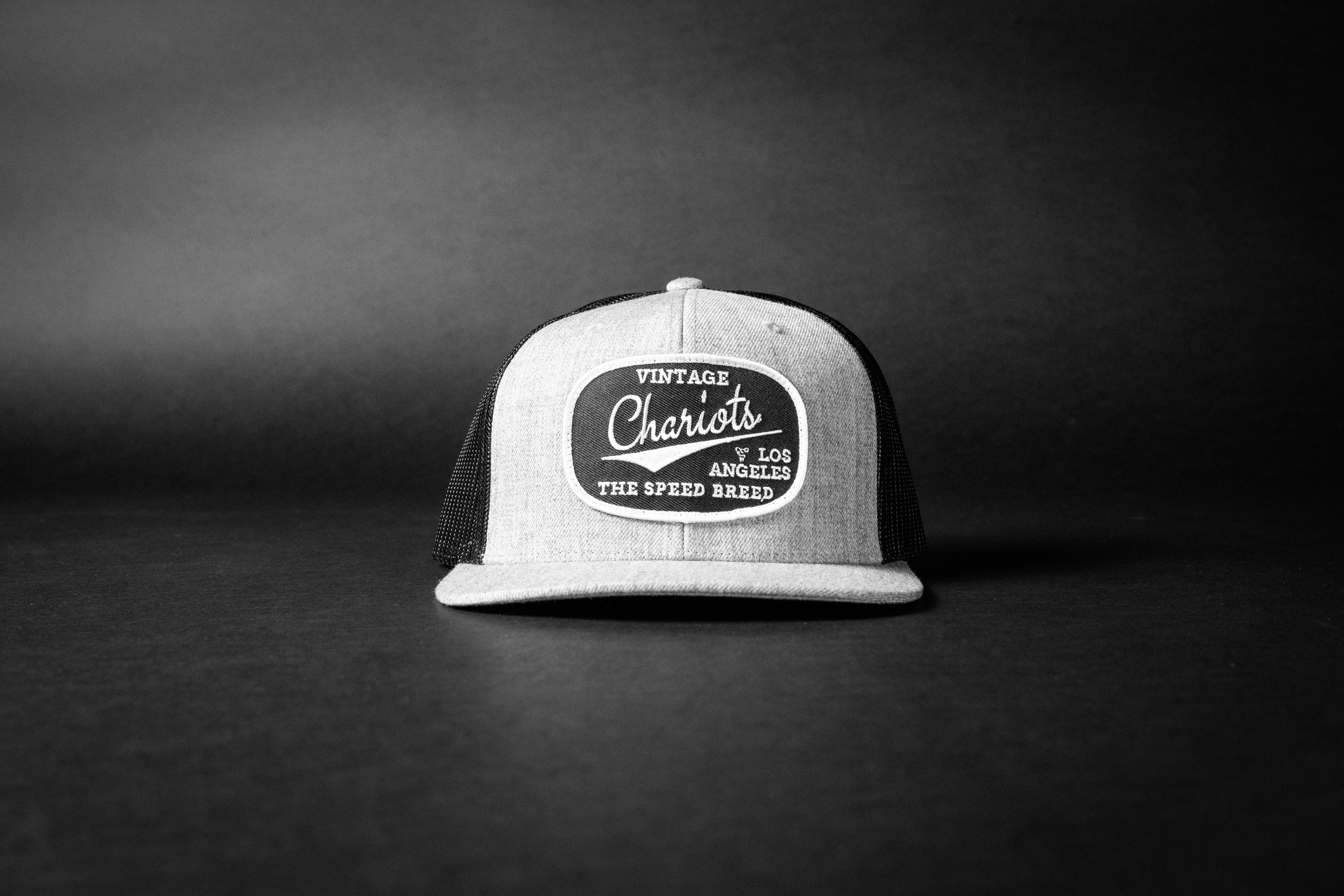 CHARIOTS (Heather Grey/Black Wool Flat Bill Trucker Hat)