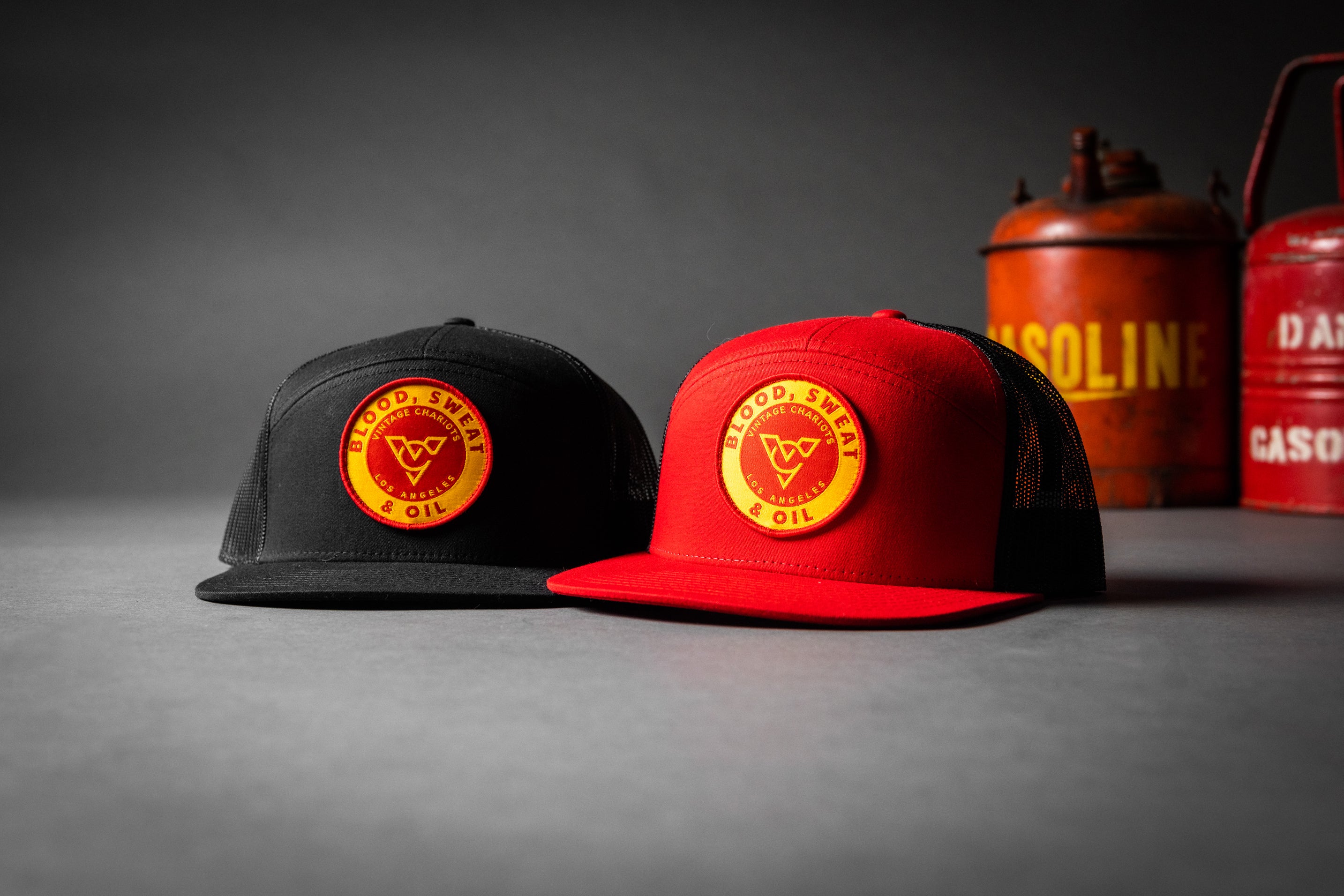 BLOOD SWEAT & OIL (Red/Black 7-Panel)