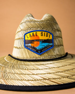 LAKESIDE STRAW HAT (Natural w/ American Flag under bill)