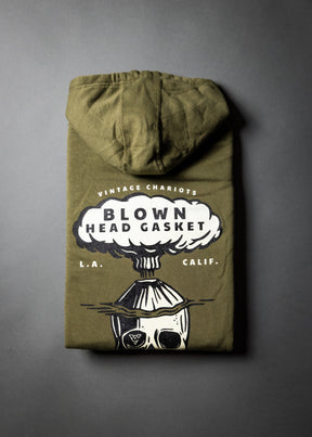 BLOWN HEAD GASKET UNISEX PREMIUM PULLOVER HOODIE (Military Green)