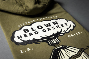 BLOWN HEAD GASKET UNISEX PREMIUM PULLOVER HOODIE (Military Green)