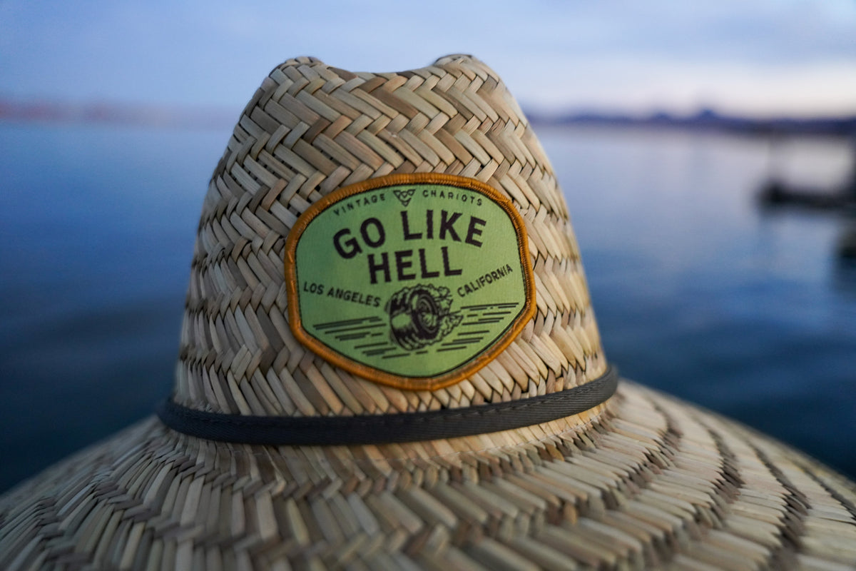 GO LIKE HELL STRAW HAT (Natural w/ Olive under bill)
