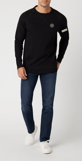 CHARIOTS EMBROIDERED UNISEX FRENCH TERRY CREW NECK SWEATER (Black)