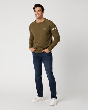 CHARIOTS EMBROIDERED UNISEX FRENCH TERRY CREW NECK SWEATER (Military Green)