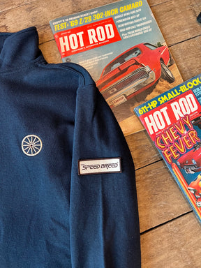 CHARIOTS EMBROIDERED QUARTER ZIP FLEECE PULLOVER (Navy Blazer)